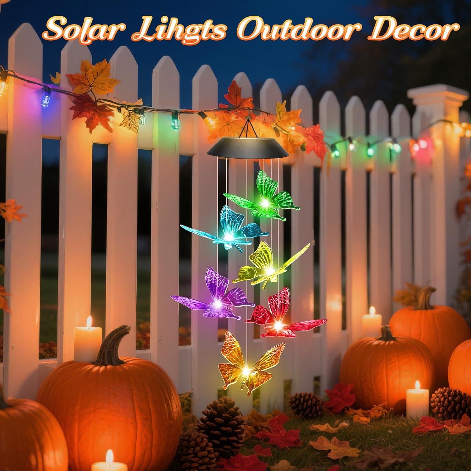 Campanas de Viento Solares Winzwon Mariposa Decoración Jardín