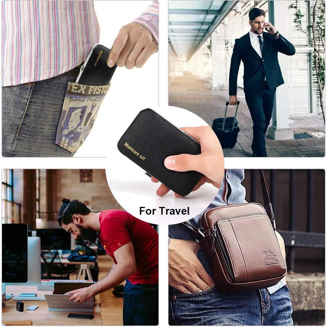 Kit de Manicura Portátil Keiby Citom 10 Piezas Acero Inoxidable Negro