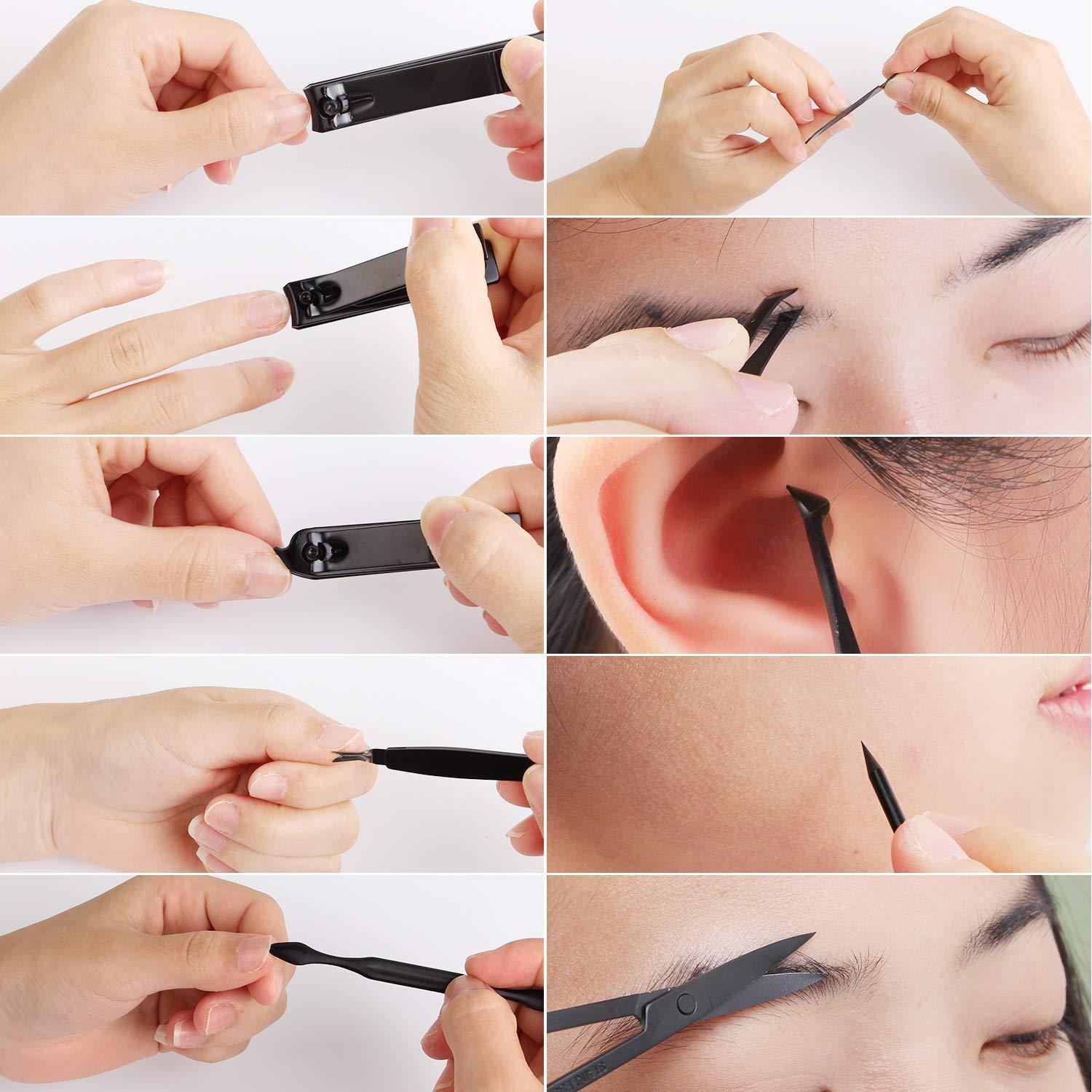 Kit de Manicura Portátil Keiby Citom 10 Piezas Acero Inoxidable Negro