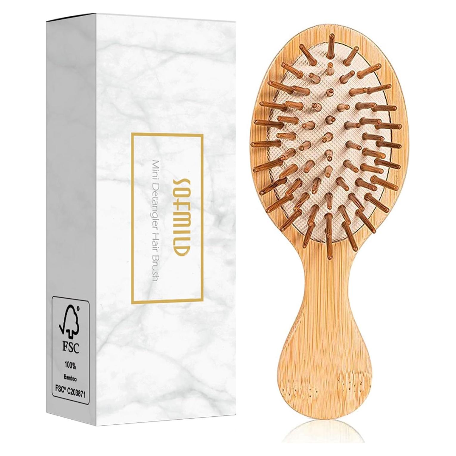 Cepillo Desenredante Mini Sofmild de Bambú 14x6 cm Beige