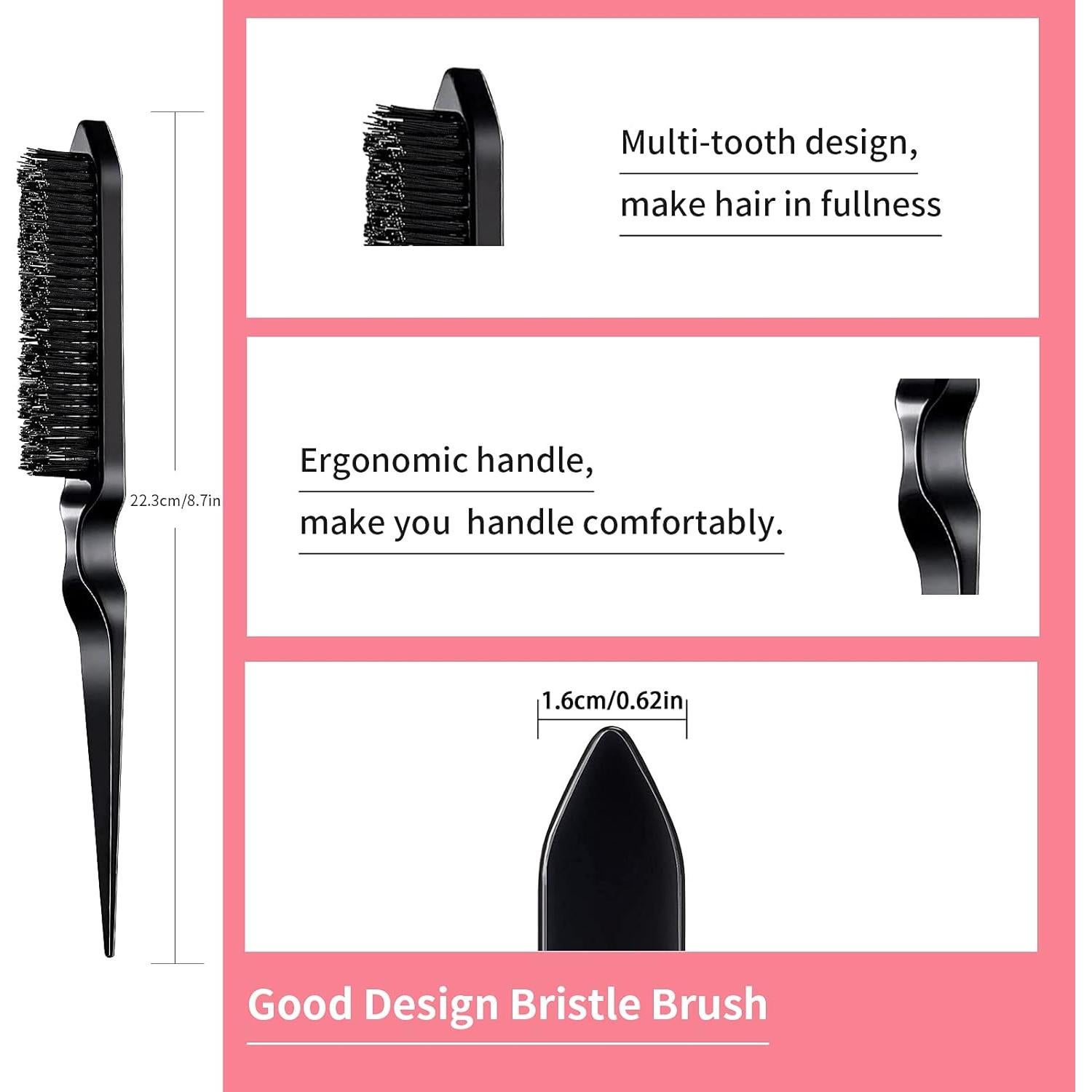 Juego de 3 Peines Estilizador Goiple - Negro, Compacto y Portátil