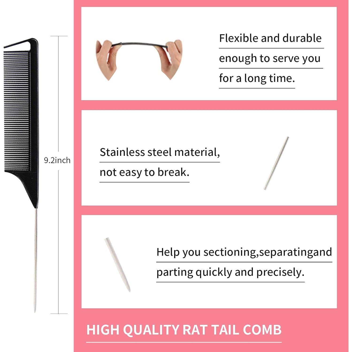 Juego de 3 Peines Estilizador Goiple - Negro, Compacto y Portátil