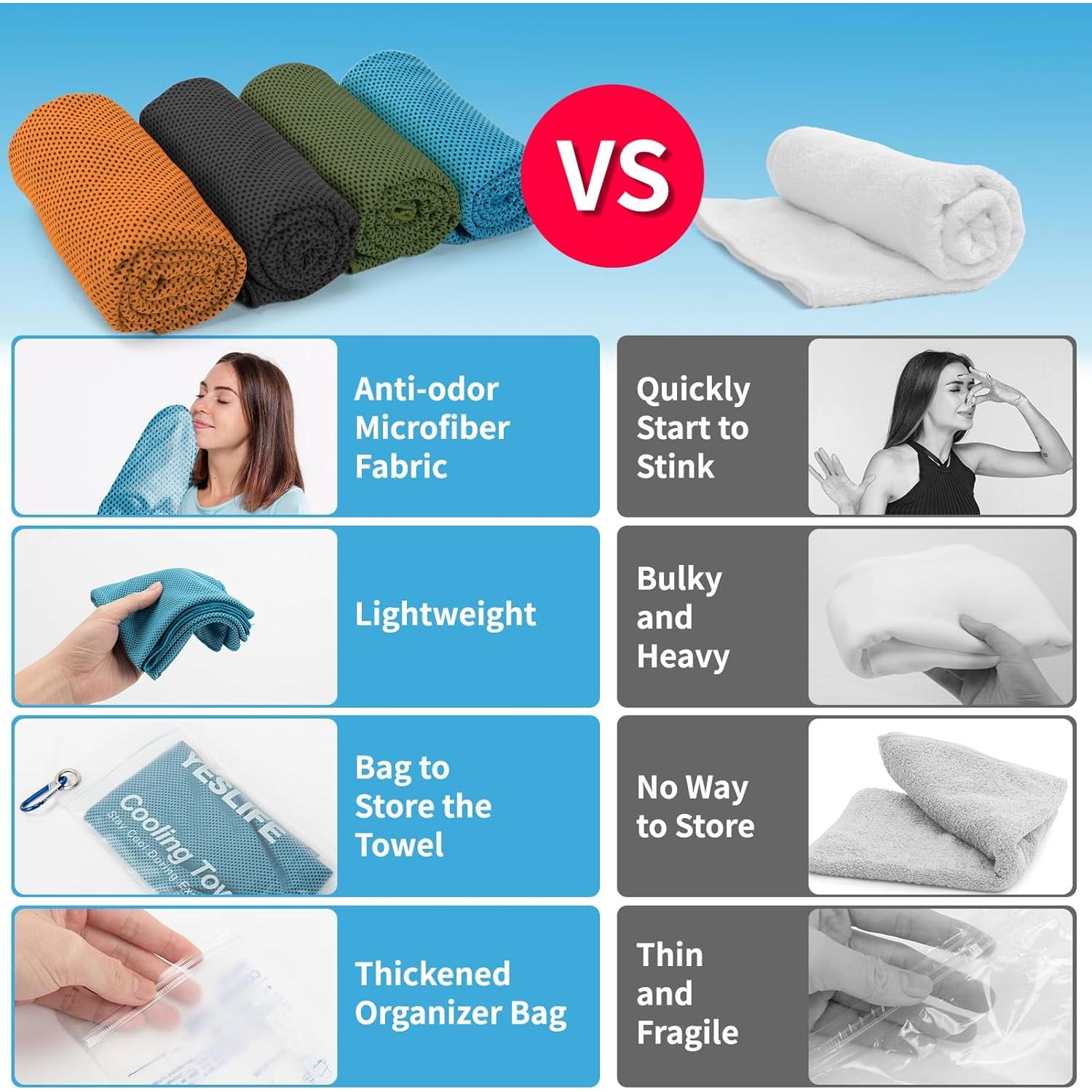 Toallas Enfriadoras YESLIFE 4 Piezas 101.6x30.5cm Microfibra