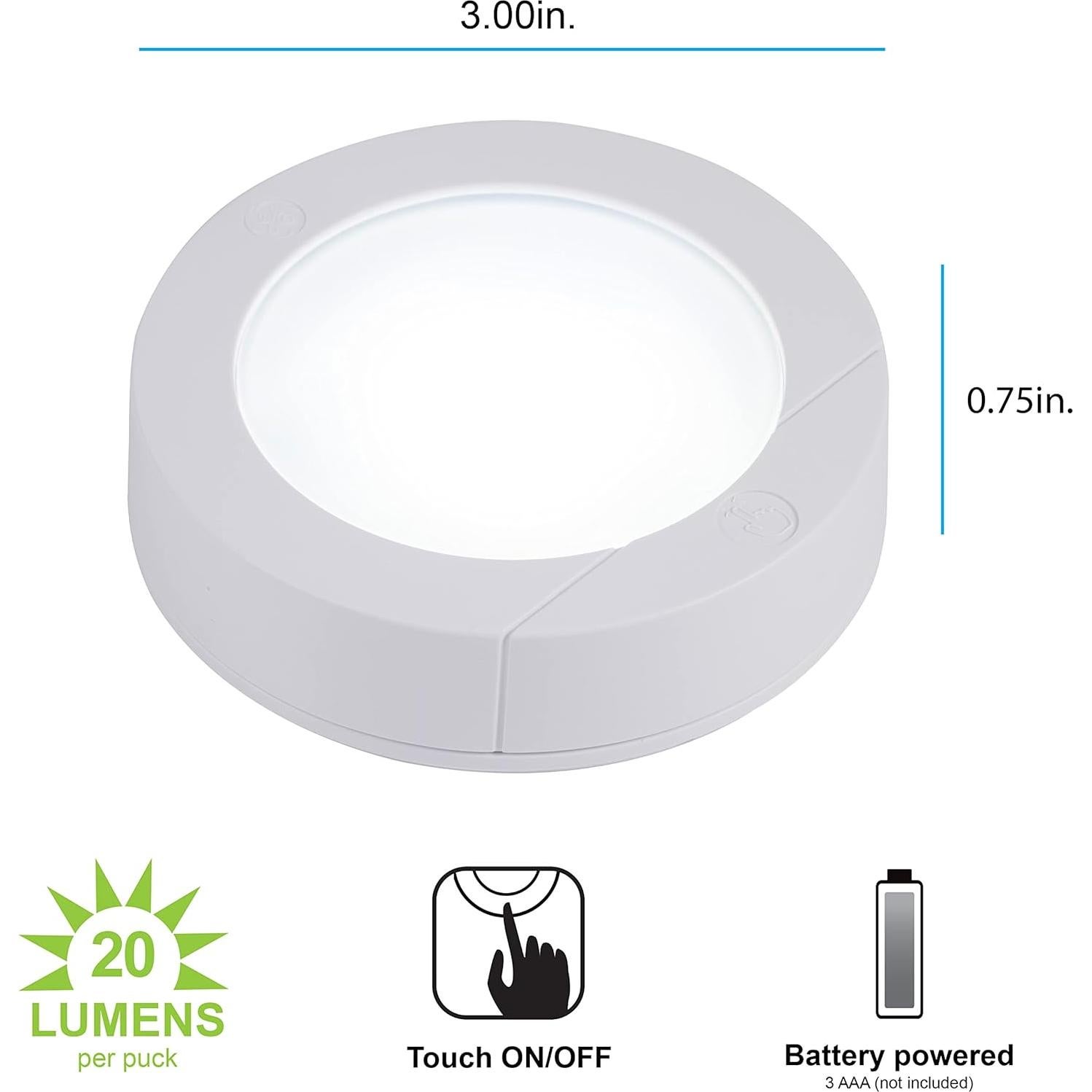 Luces LED Táctiles Inalámbricas GE, Paquete de 2, 20 Lúmenes