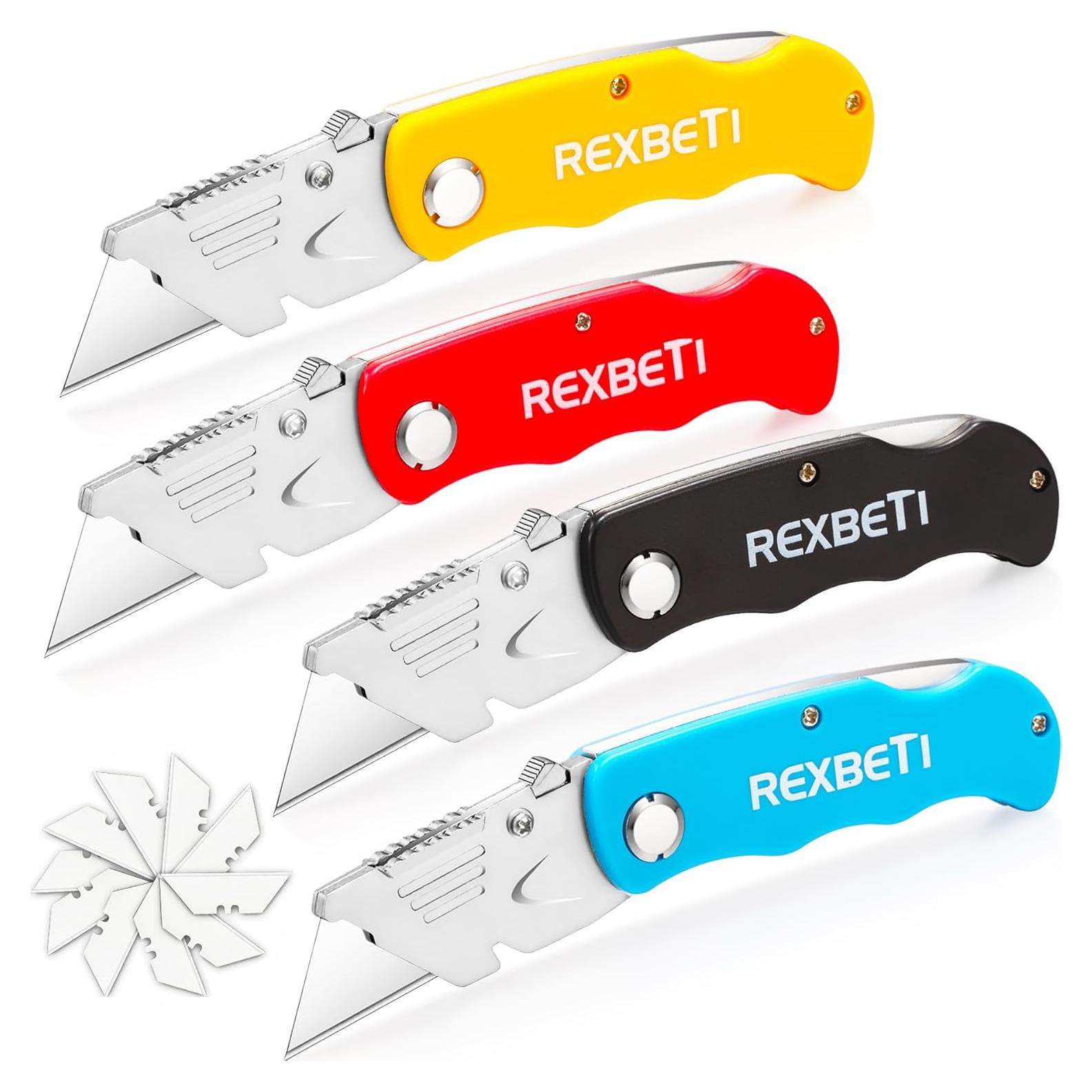 Cuchillos Utilitarios Plegables REXBETI 4-Pack SK5 con 10 Cuchillas