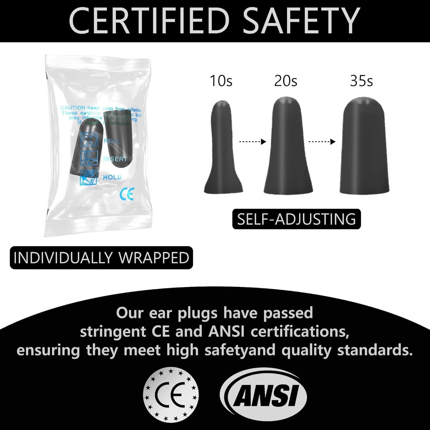 Tapones de Espuma Quality Plugs 200 Pares 32dB Cancelación Ruido