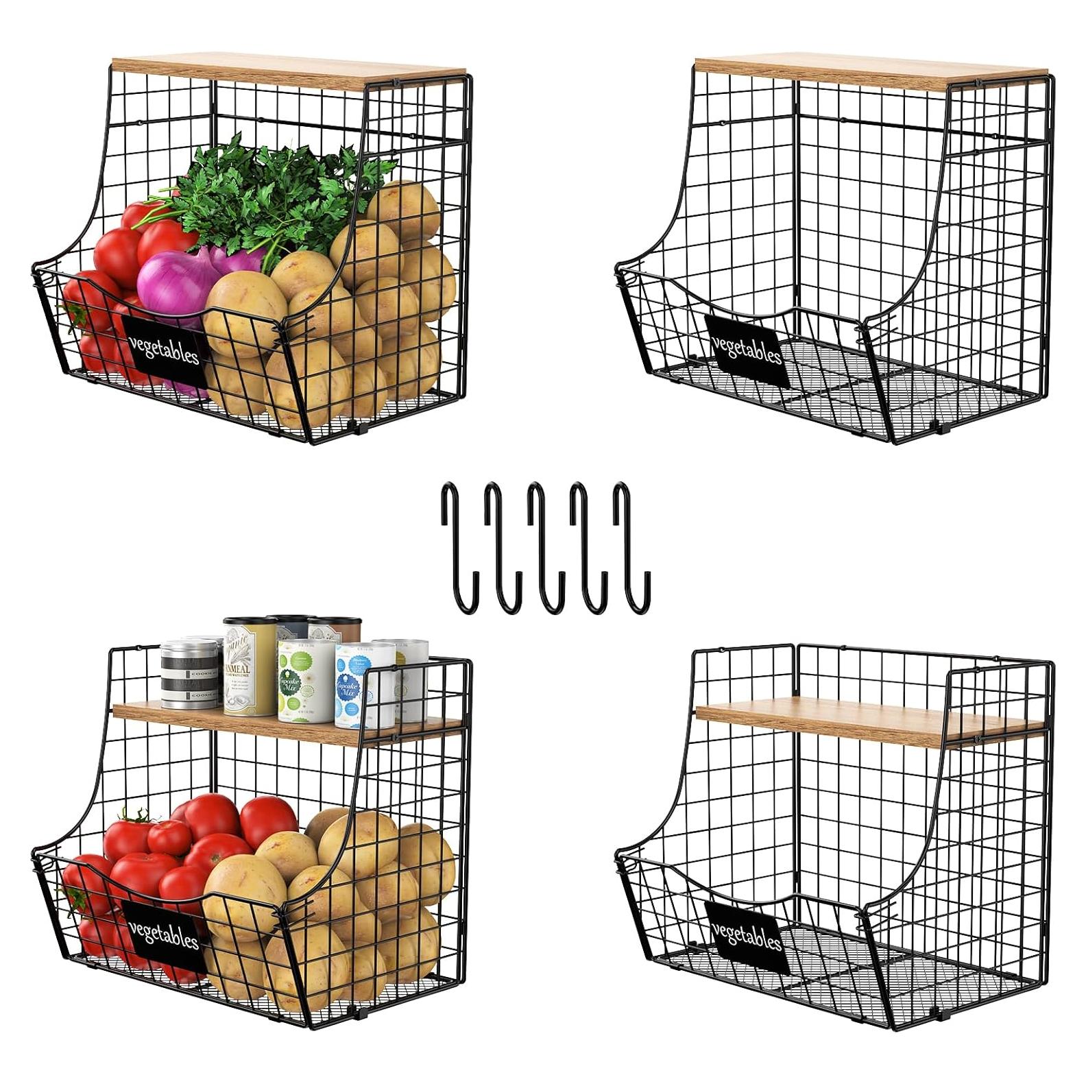 Cesta de Alambre con Tapa Jautokerdar 4 Piezas para Cocina
