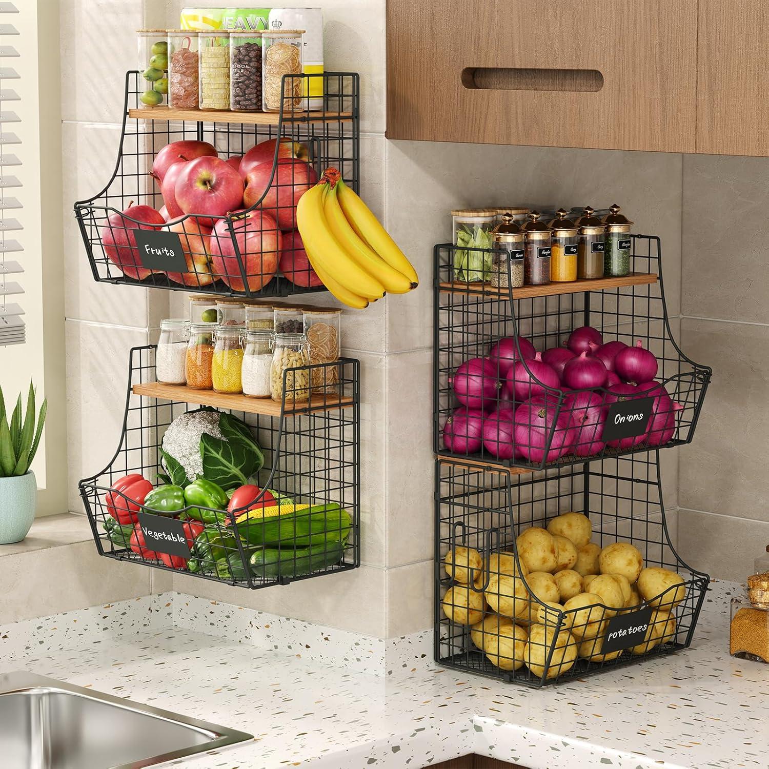 Cesta de Alambre con Tapa Jautokerdar 4 Piezas para Cocina