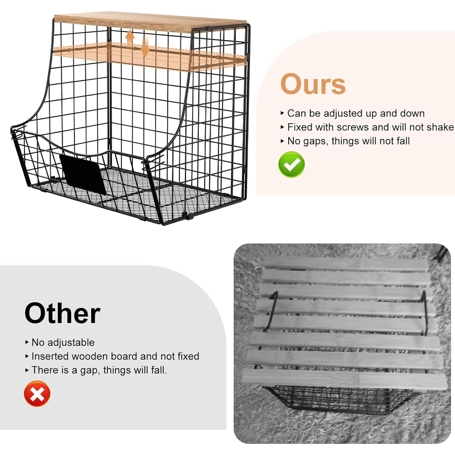 Cesta de Alambre con Tapa Jautokerdar 4 Piezas para Cocina