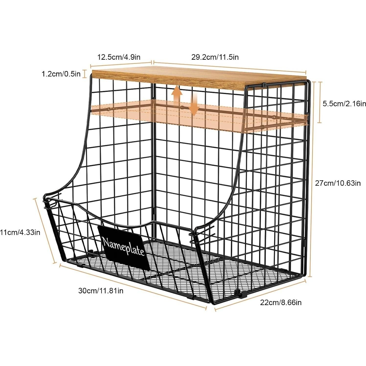 Cesta de Alambre con Tapa Jautokerdar 4 Piezas para Cocina