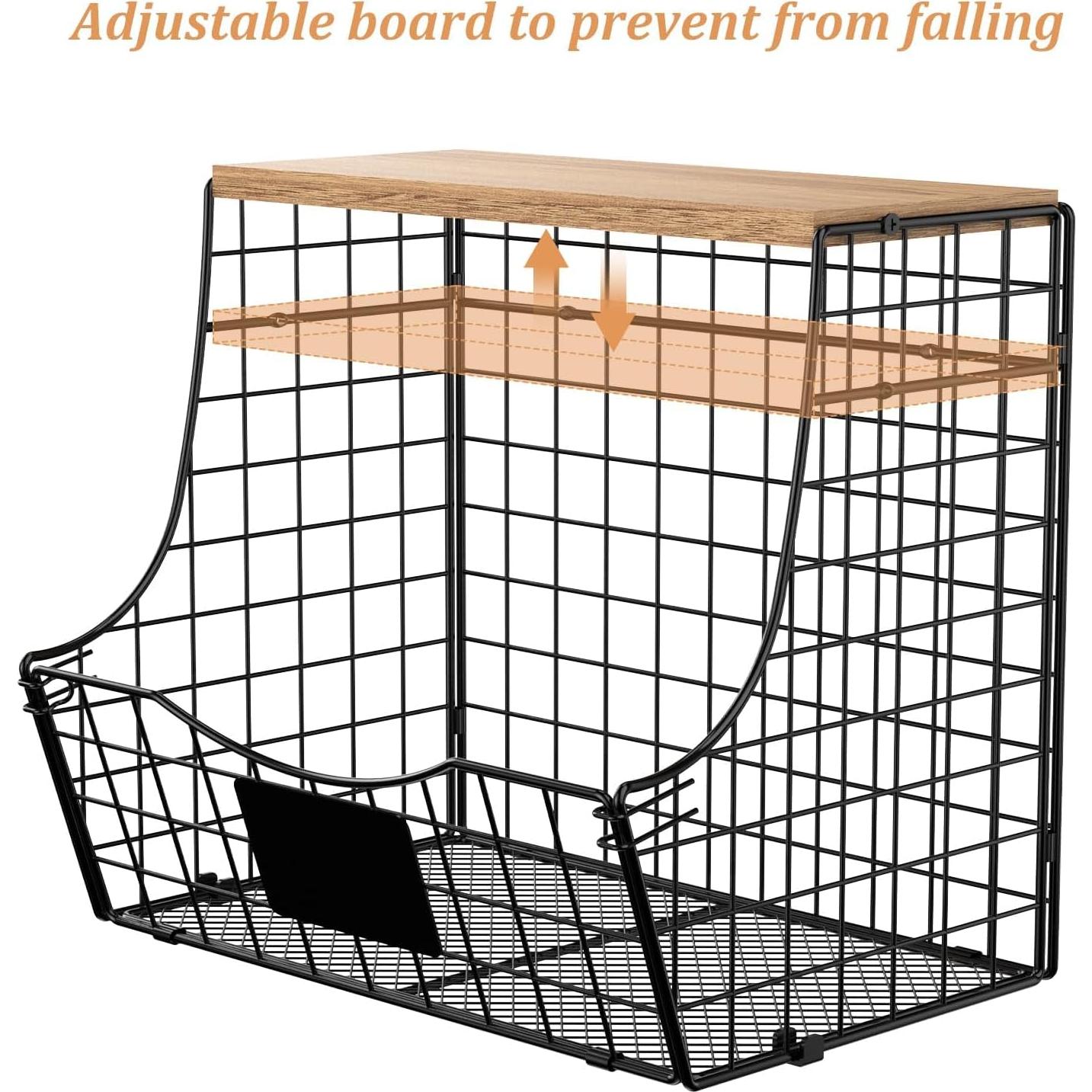 Cesta de Alambre con Tapa Jautokerdar 4 Piezas para Cocina