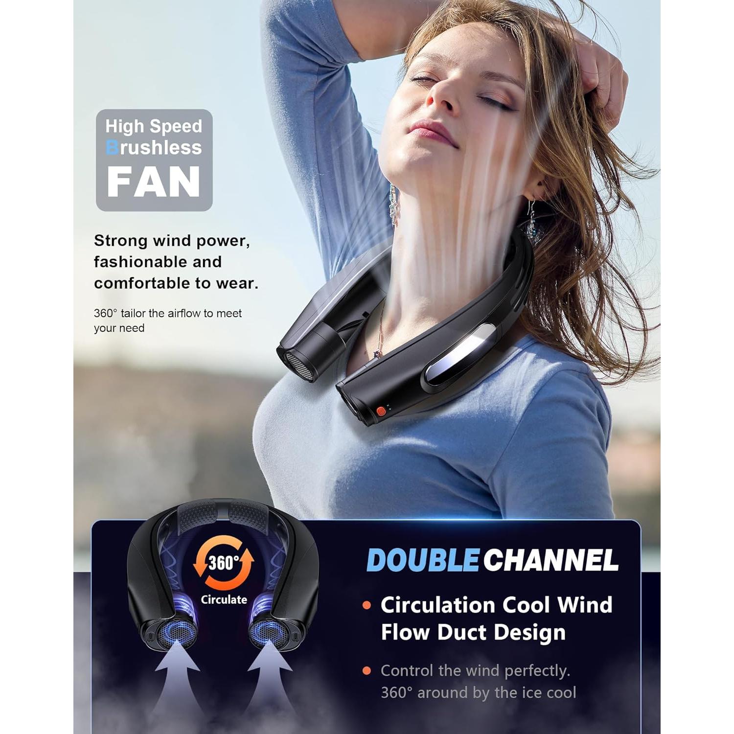 Ventilador de Cuello Portátil ZEEFO Q11 6000mAh 6 Velocidades