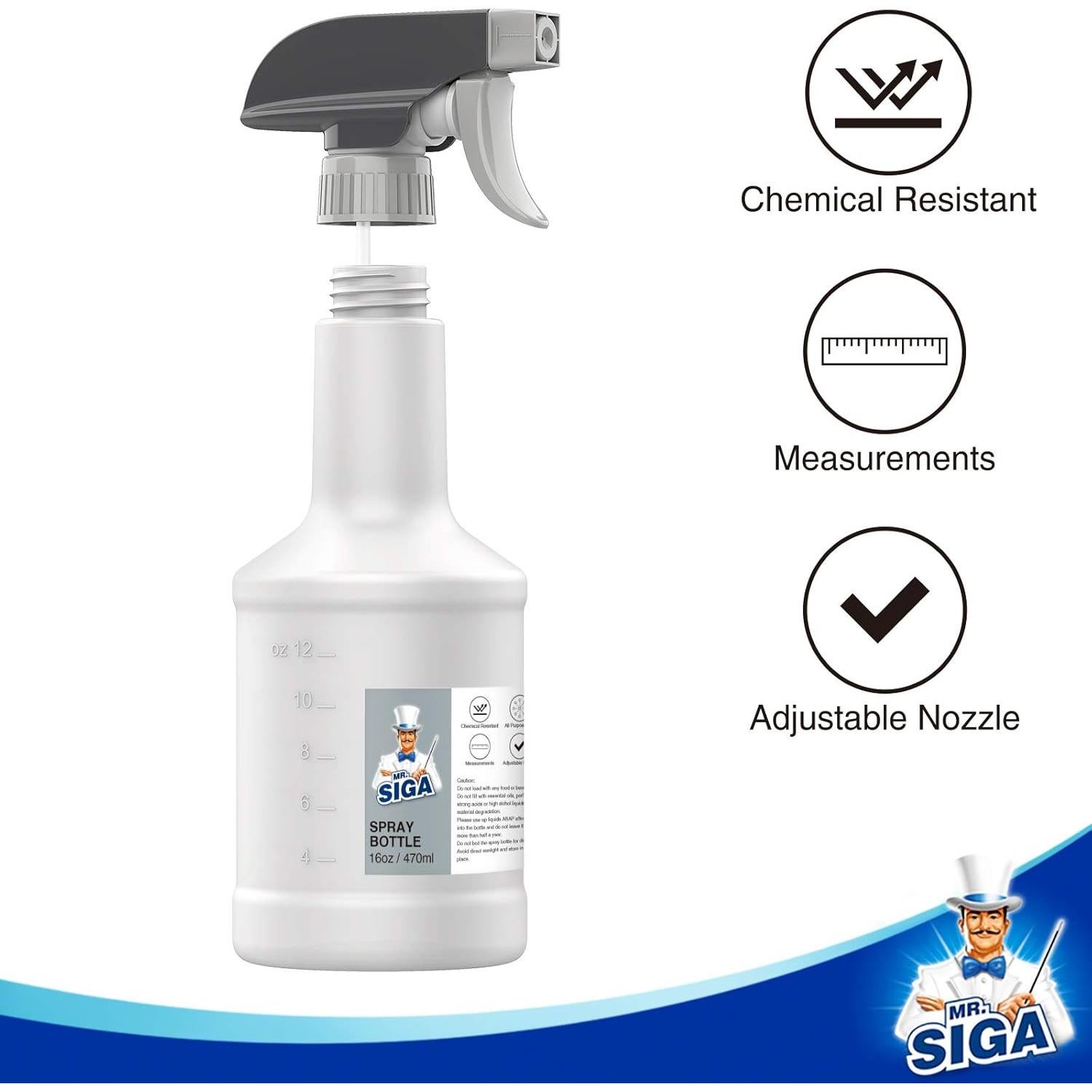 Botellas de Spray Reutilizables MR.SIGA 470ml Paquete de 3