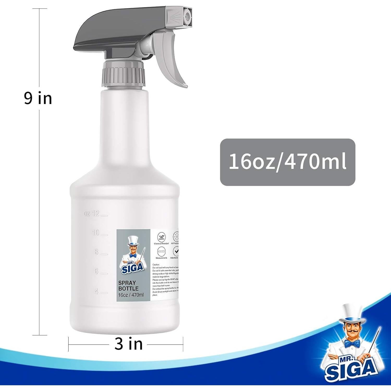 Botellas de Spray Reutilizables MR.SIGA 470ml Paquete de 3