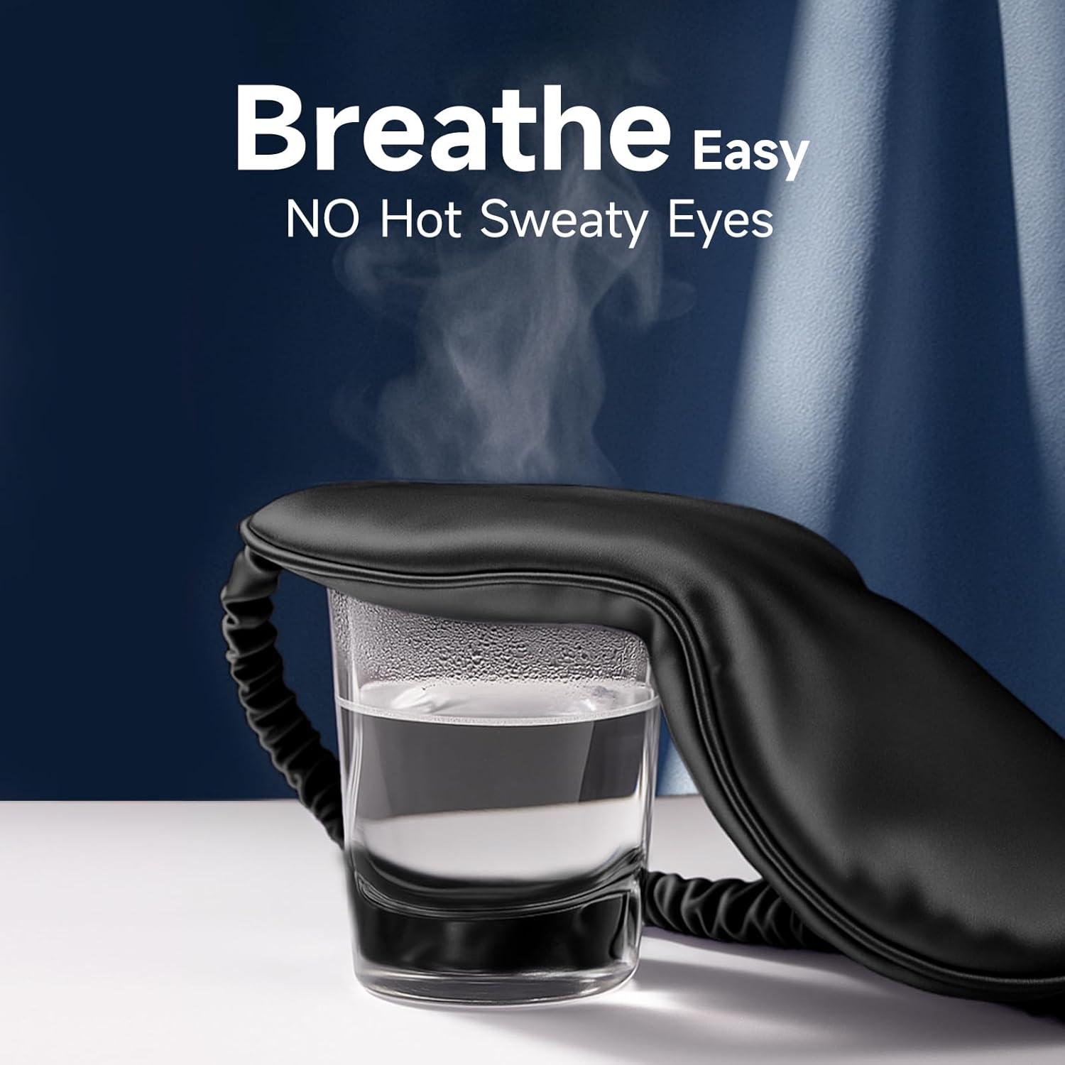 Máscara de Sueño de Seda Umisleep 100% Pura Negra Ajustable