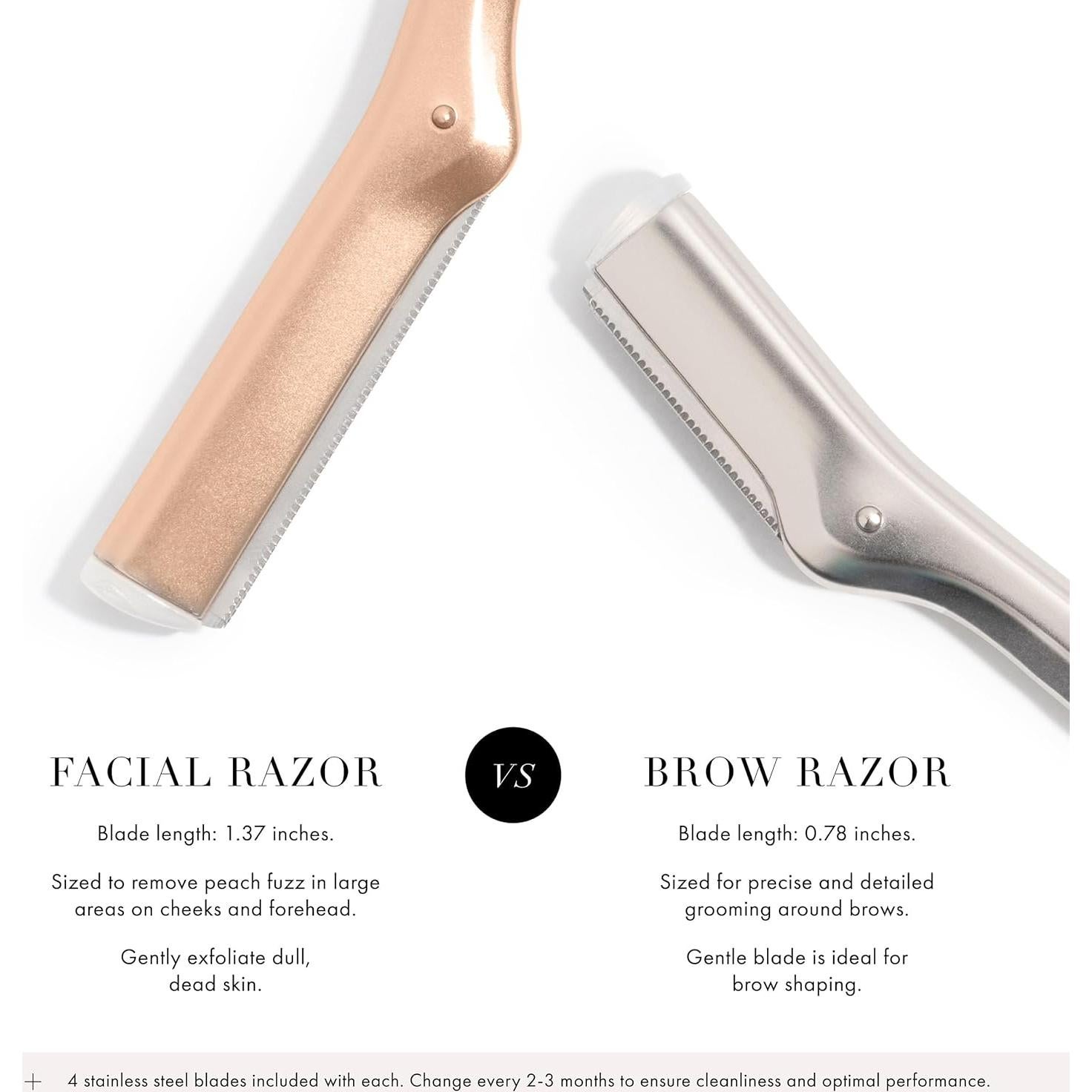 Razor Facial Tweezerman Oro Rosa - Reutilizable con 3 Hojas