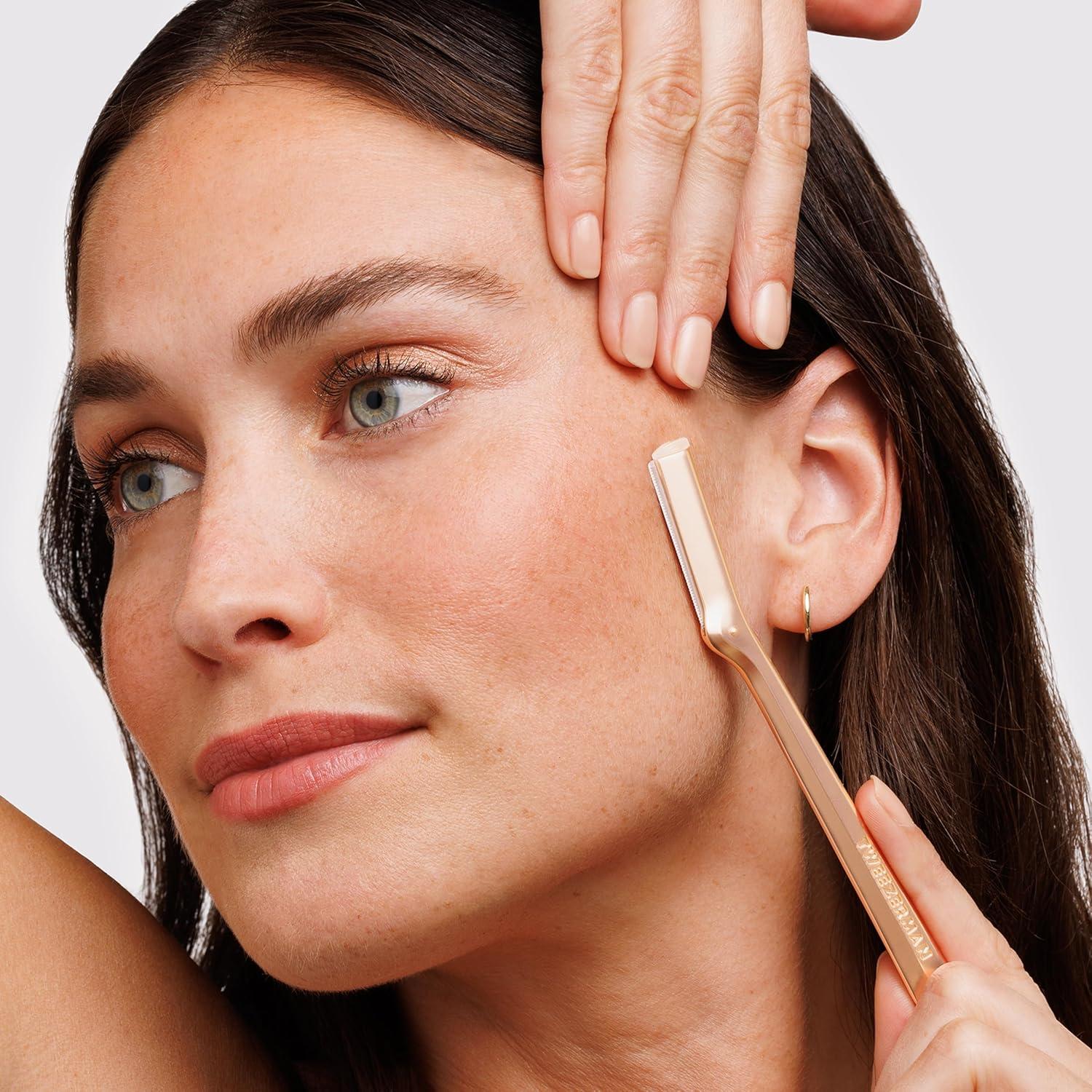 Razor Facial Tweezerman Oro Rosa - Reutilizable con 3 Hojas