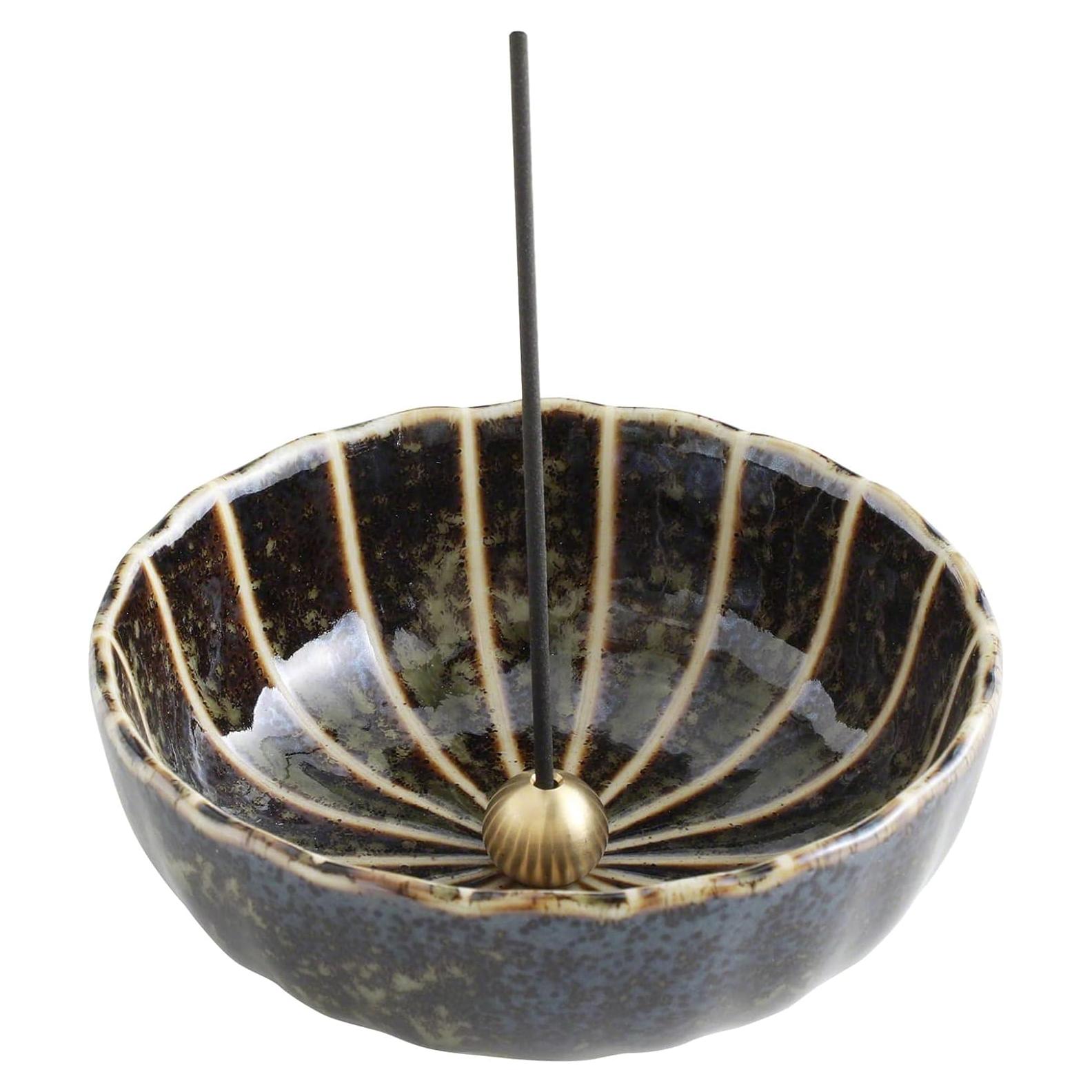 Soporte de Incienso Cerámica Asayu Loto Verde 10.5 cm