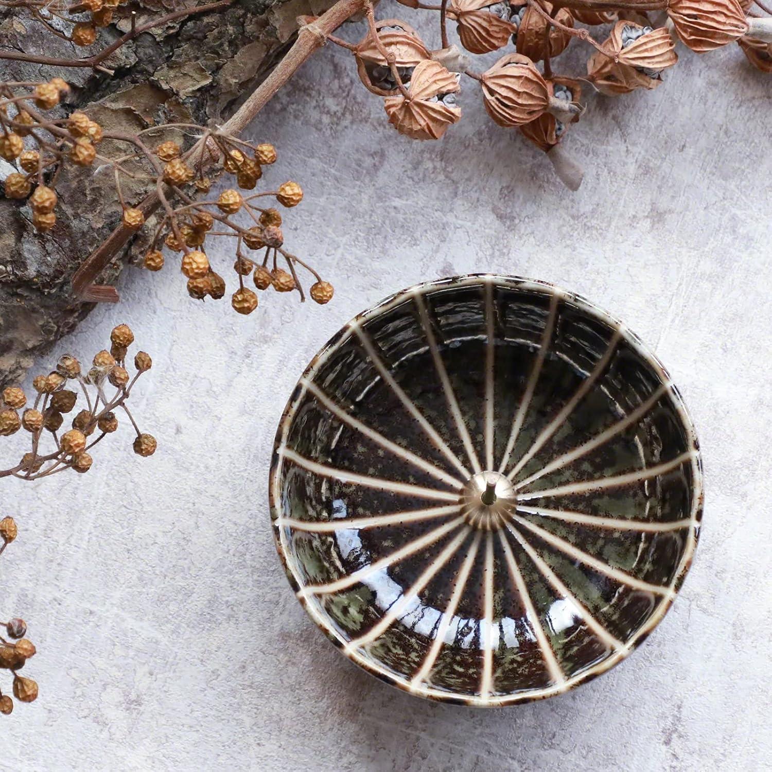 Soporte de Incienso Cerámica Asayu Loto Verde 10.5 cm