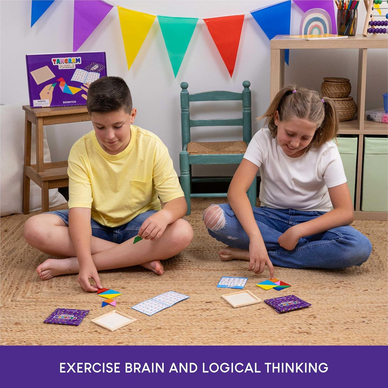 Paquete de 30 Rompecabezas Tangram de Madera para Niños