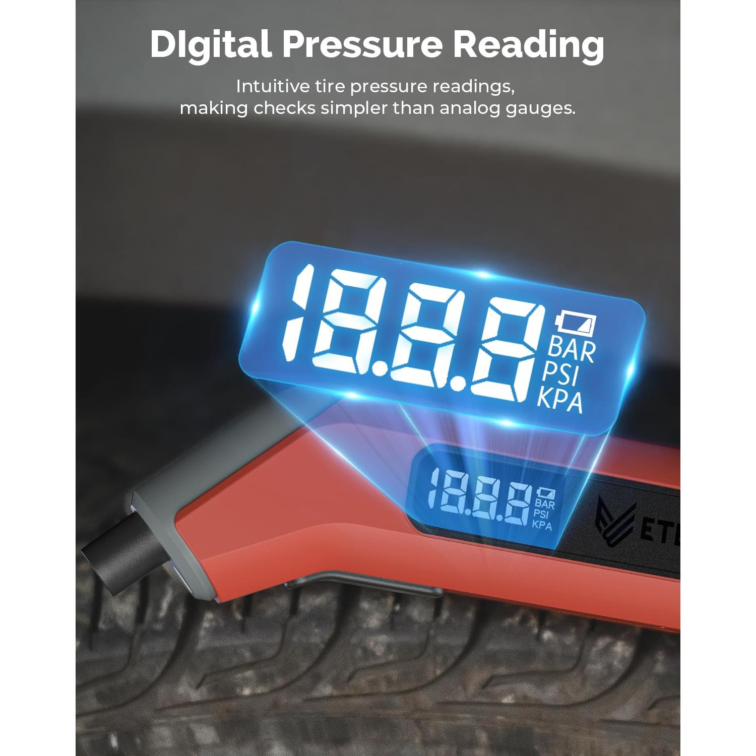 Medidor de Presión de Neumáticos ETENWOLF T300 Plus 200 PSI