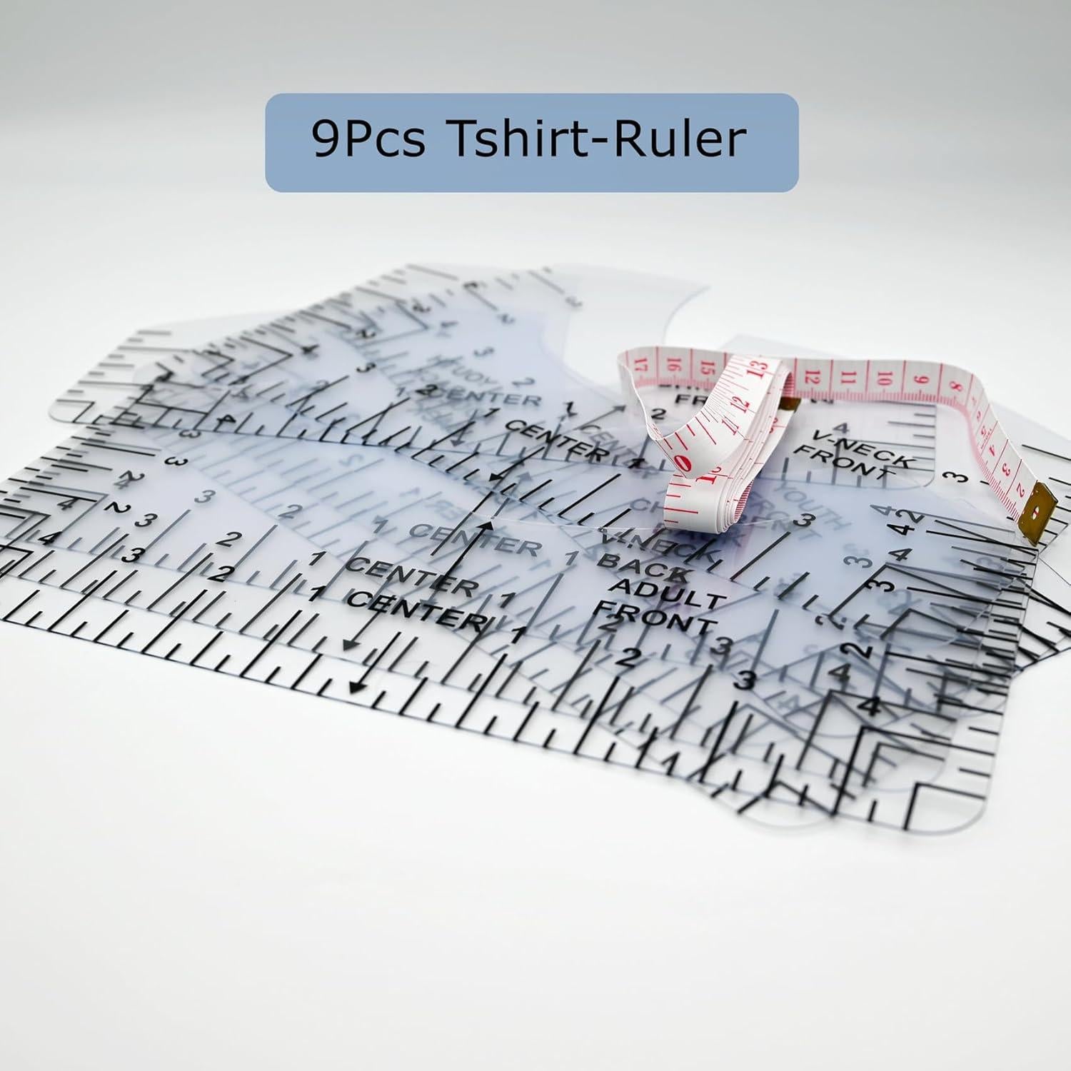 Guía de Regla para Camisetas LINXIAO 12 Piezas PVC Transparente