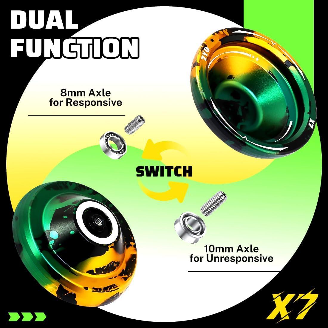 Yoyo Profesional X7 WABESMANIS Doble Propósito Verde Dorado