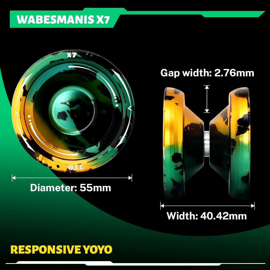 Yoyo Profesional X7 WABESMANIS Doble Propósito Verde Dorado