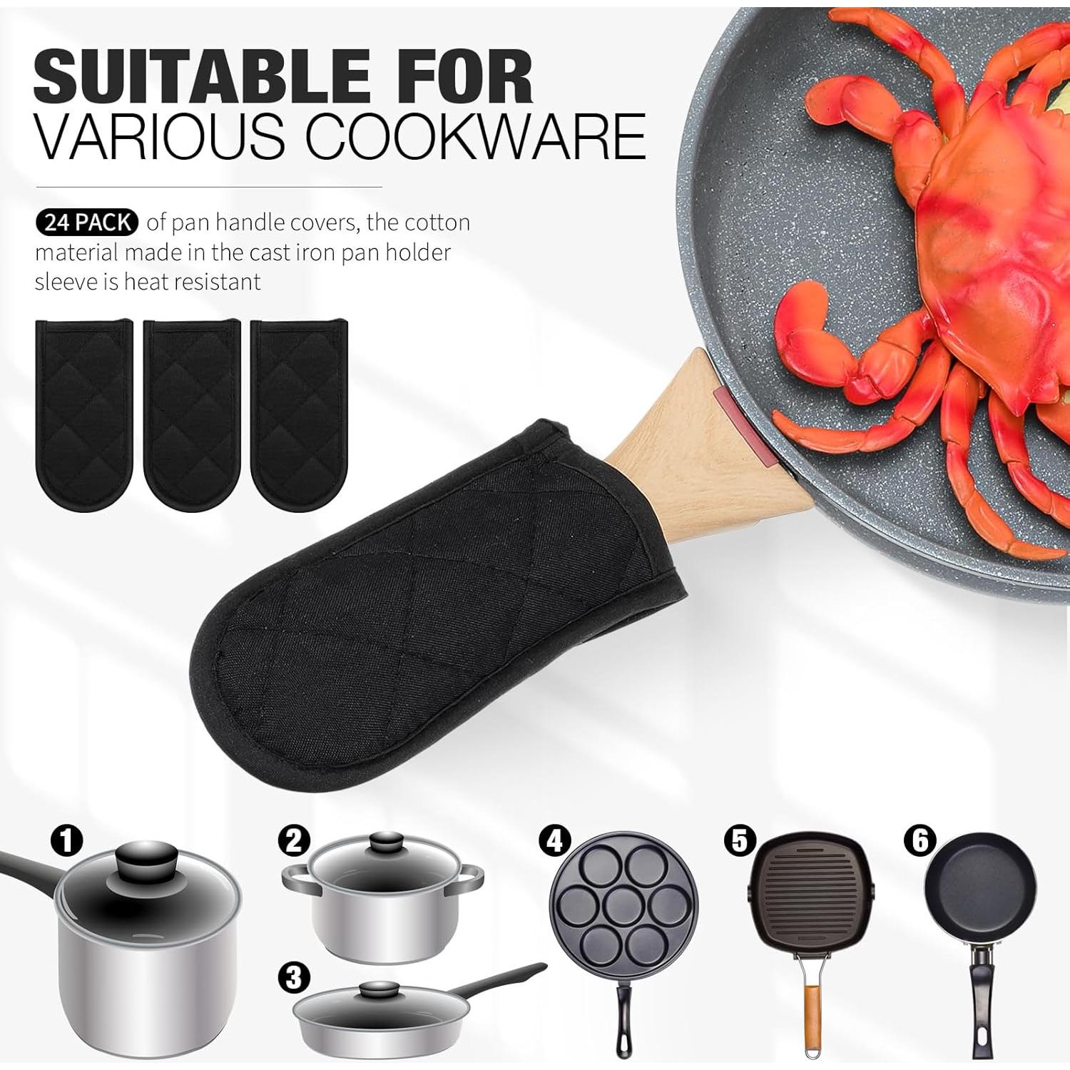 Cubiertas de Mango Caliente Dandat 24 Piezas Algodón Negro