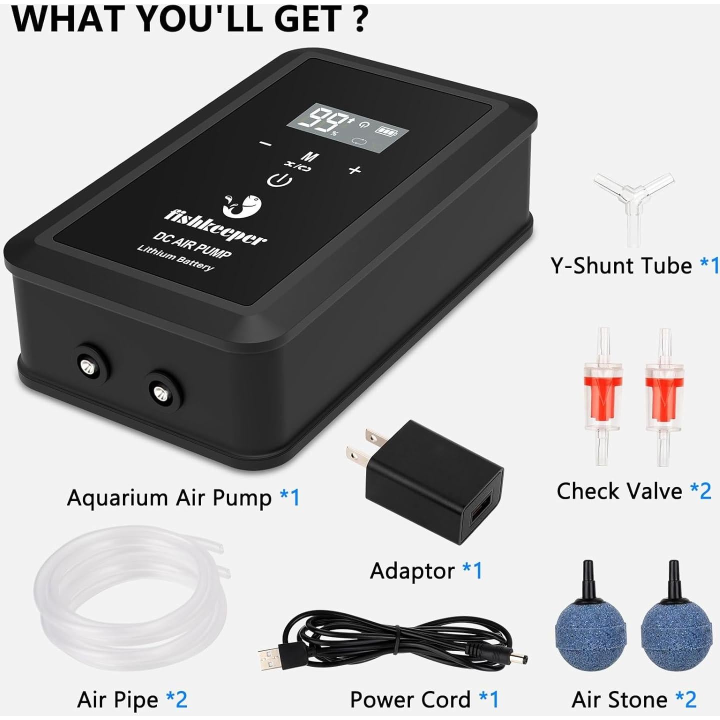 Bomba de Aire Recargable Fishkeeper 8W para Acuarios 10-120 Gal