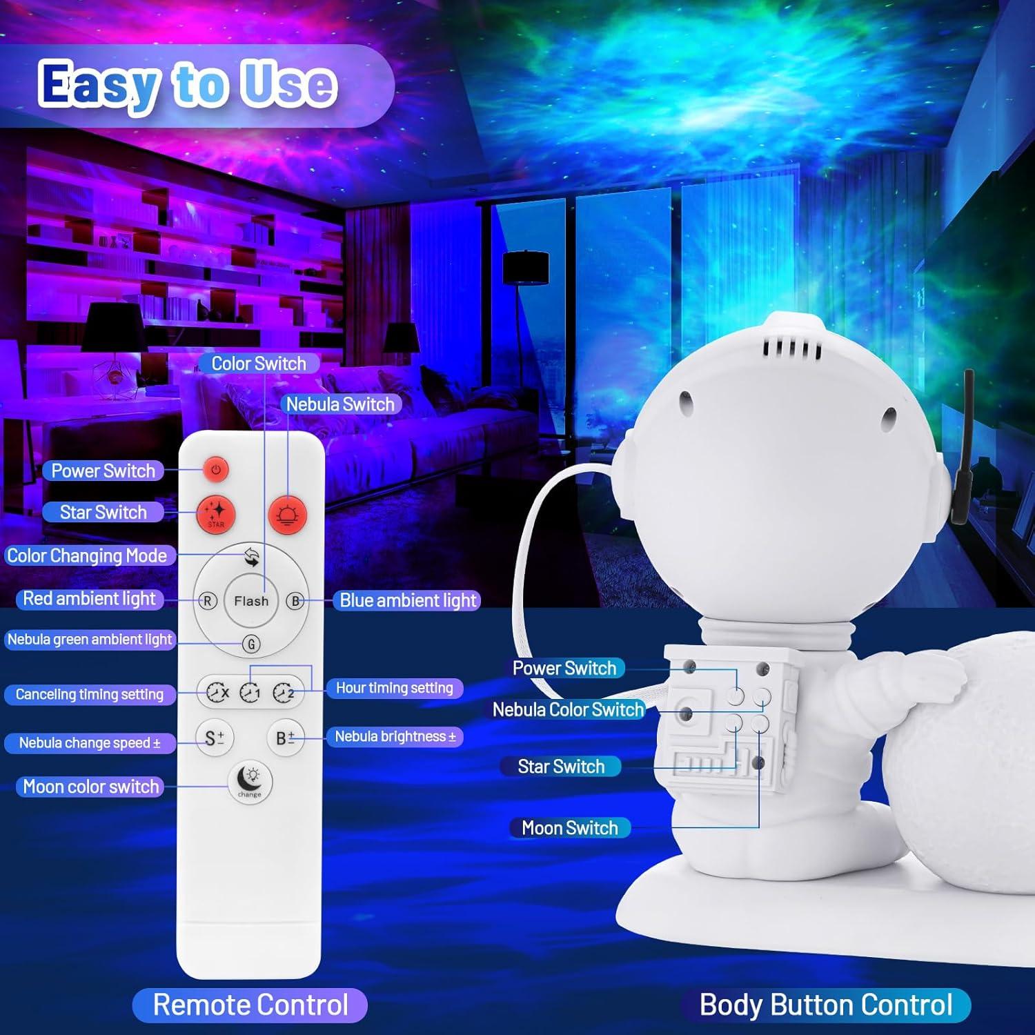 Proyector Galáctico KIMHY Astronauta 8 Colores Luz Nocturna