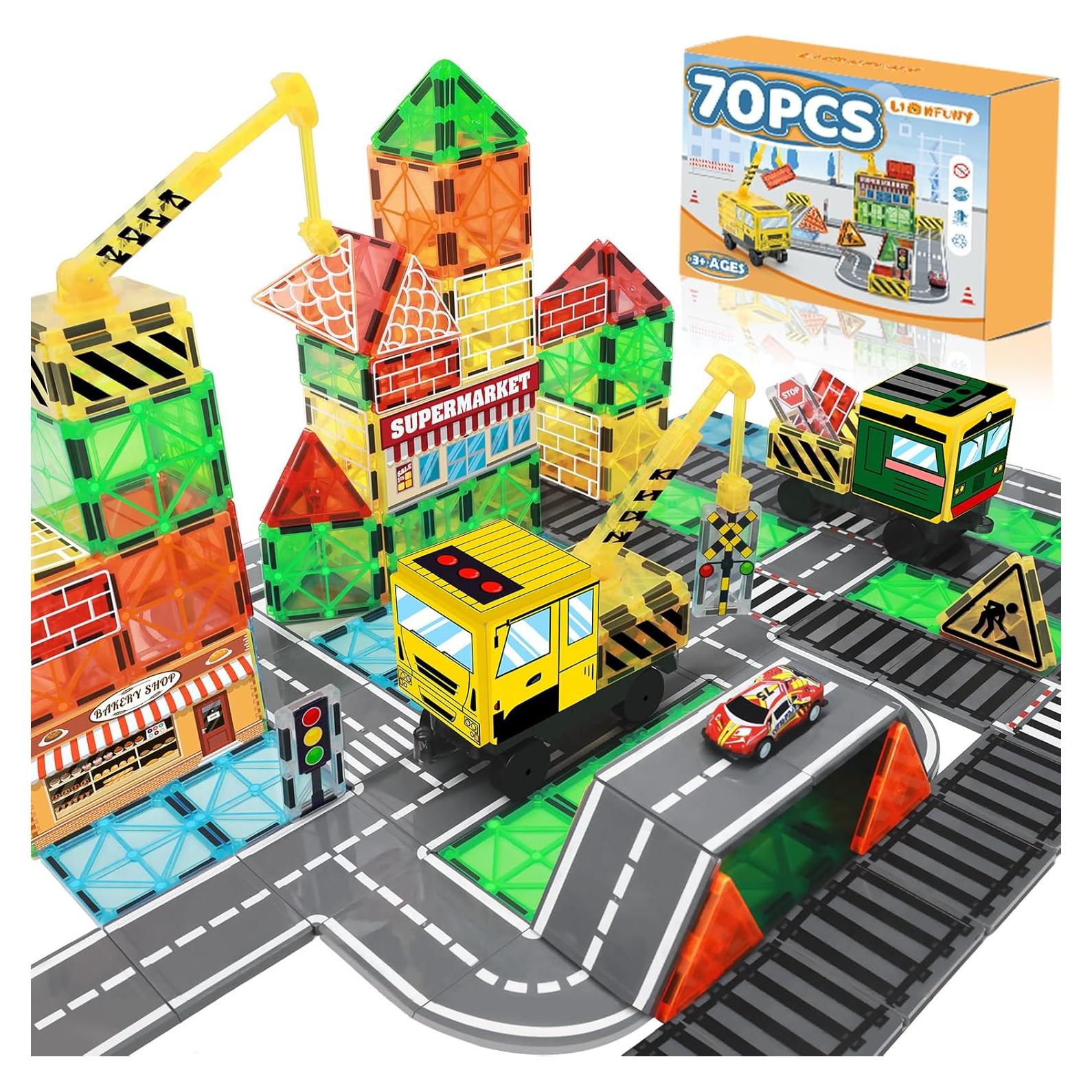 Set de 70 Piezas de Azulejos Magnéticos LionFuny - Juguete STEM