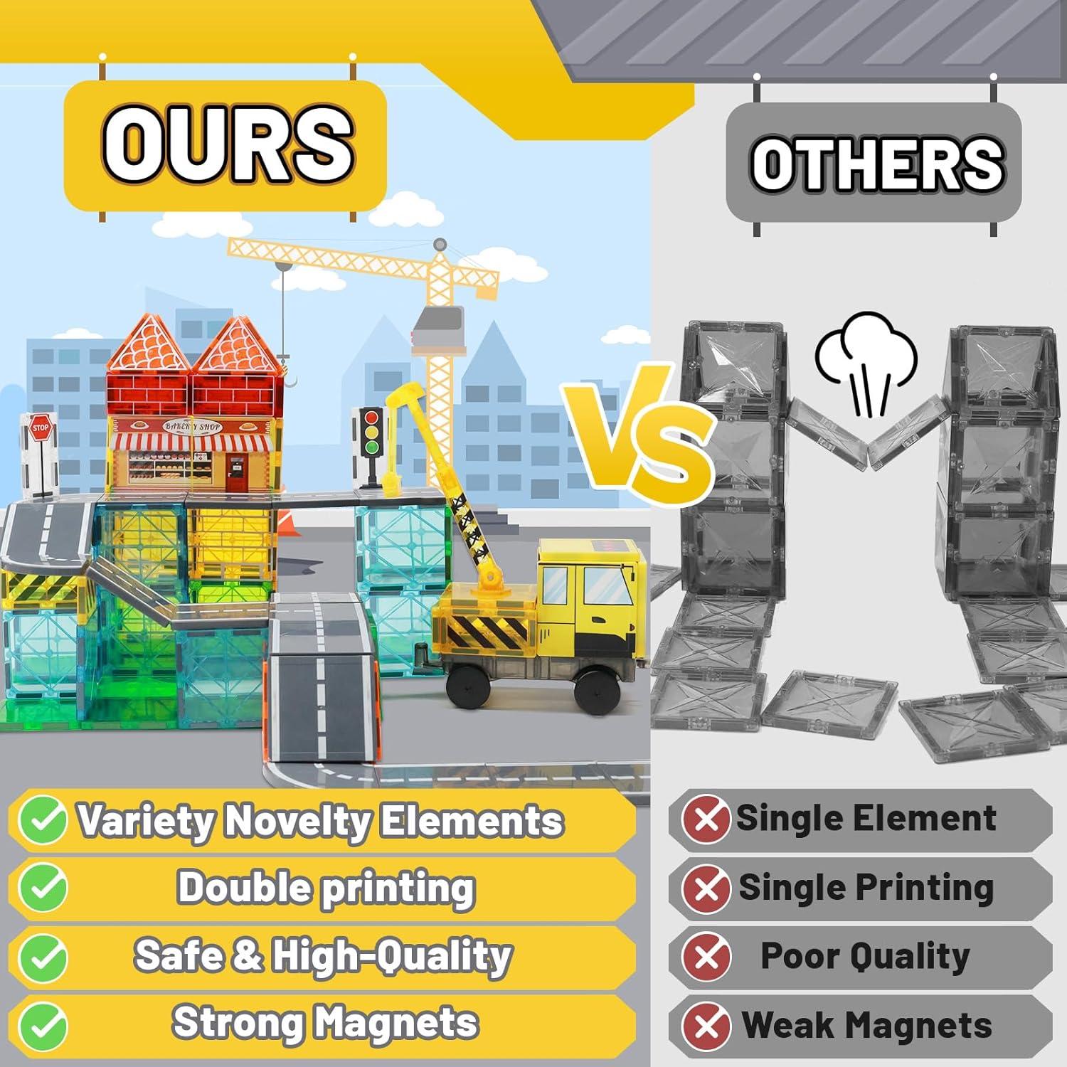 Set de 70 Piezas de Azulejos Magnéticos LionFuny - Juguete STEM