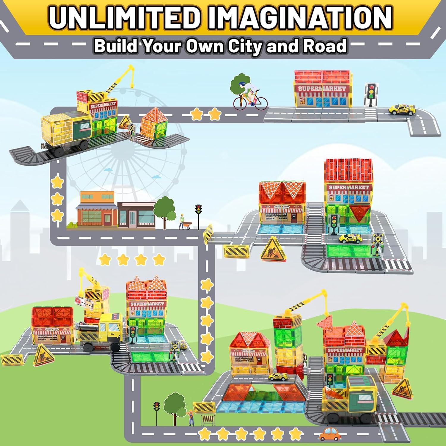 Set de 70 Piezas de Azulejos Magnéticos LionFuny - Juguete STEM