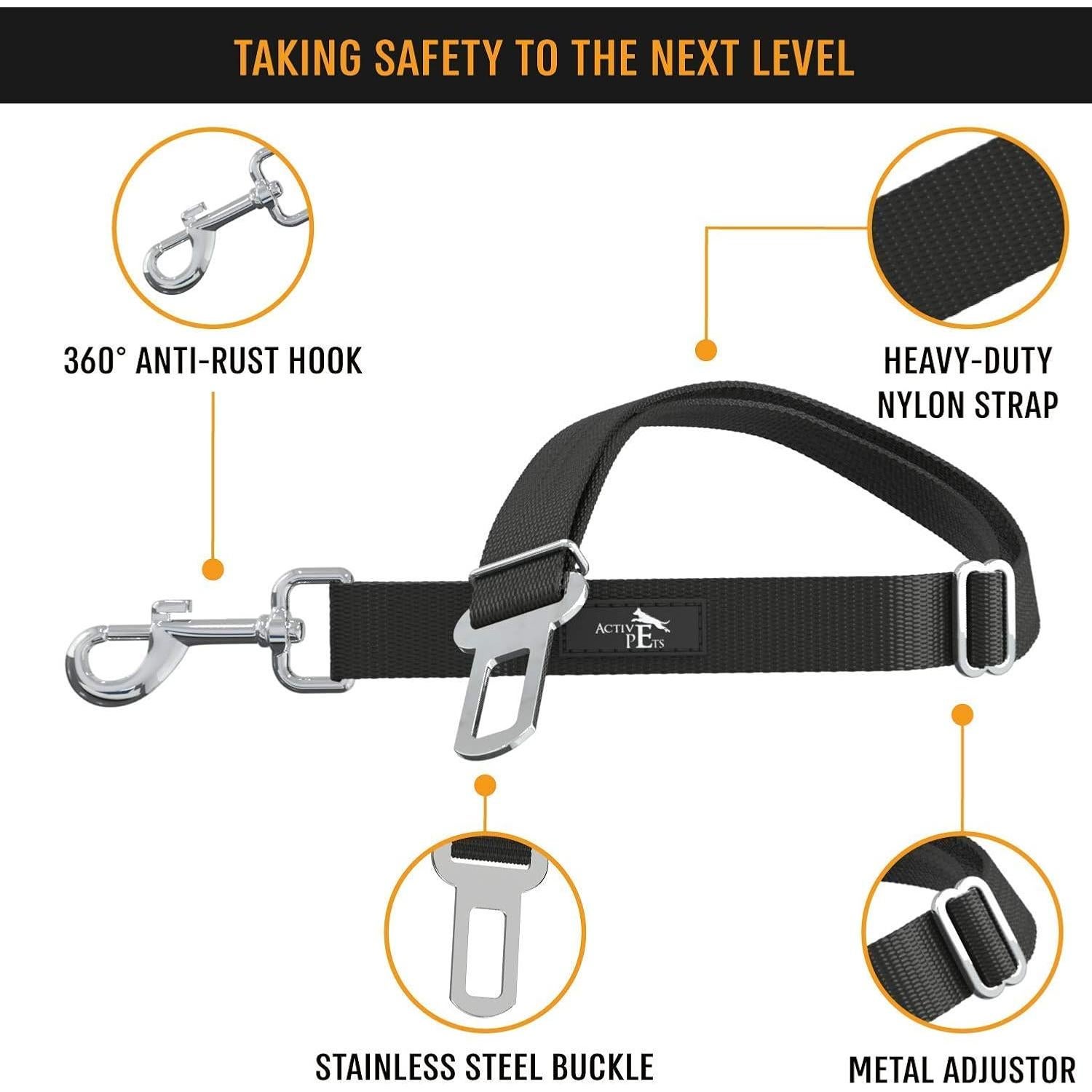 Cinturón de Seguridad para Perros Active Pets Ajustable Negro