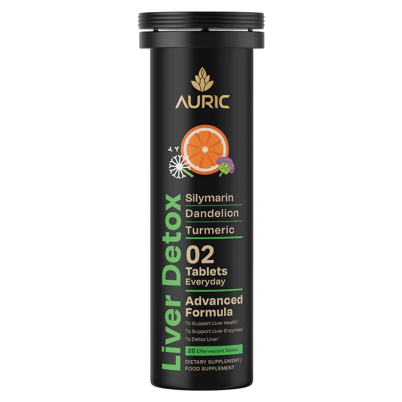 Suplemento Hepático Herbal Auric | Cardo Mariano, Cúrcuma, Ajo | 20 Tabletas