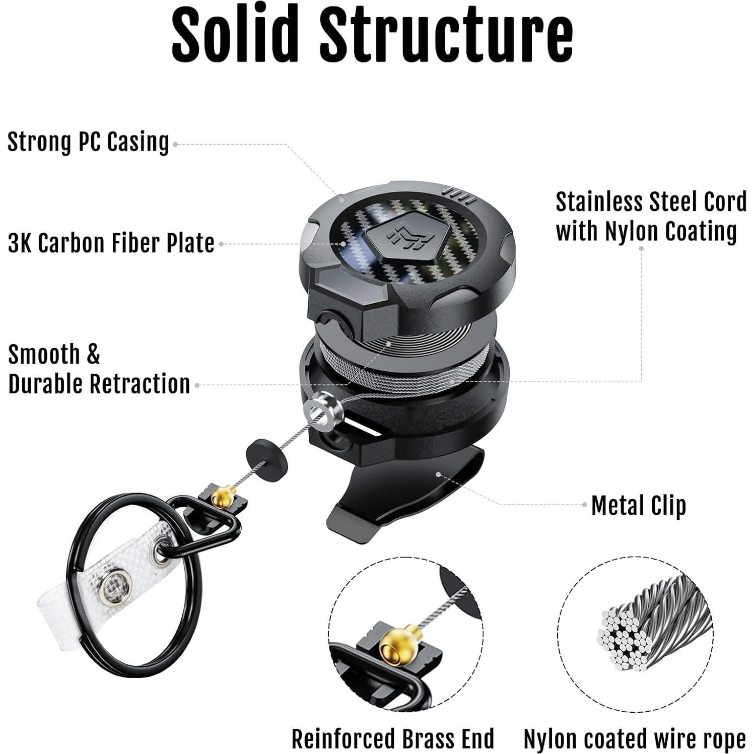 Llavero Retráctil MNGARISTA Fibra de Carbono 80 cm 0.28 kg