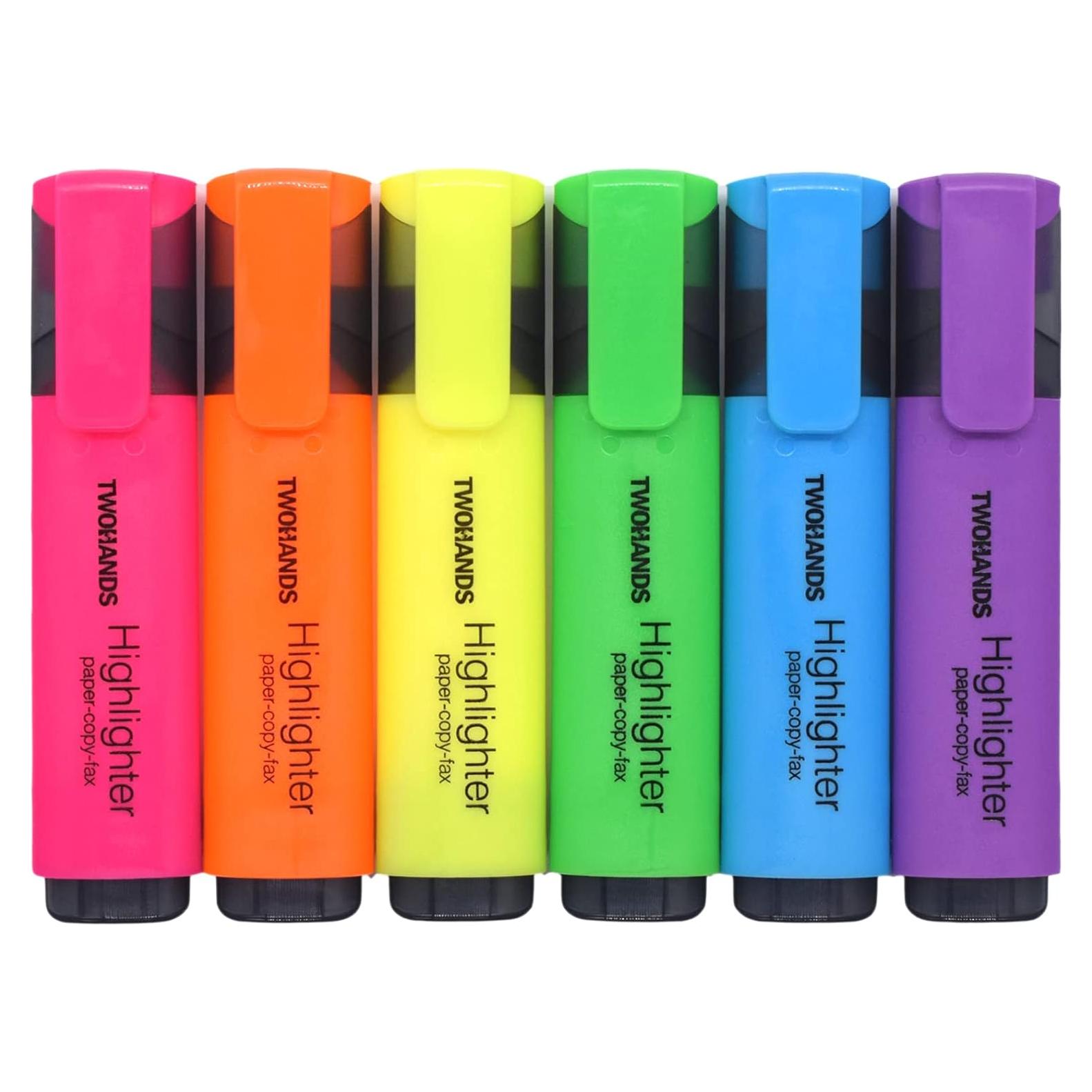 Marcadores Fluorescentes TWOHANDS Punta Cincel 6 Colores