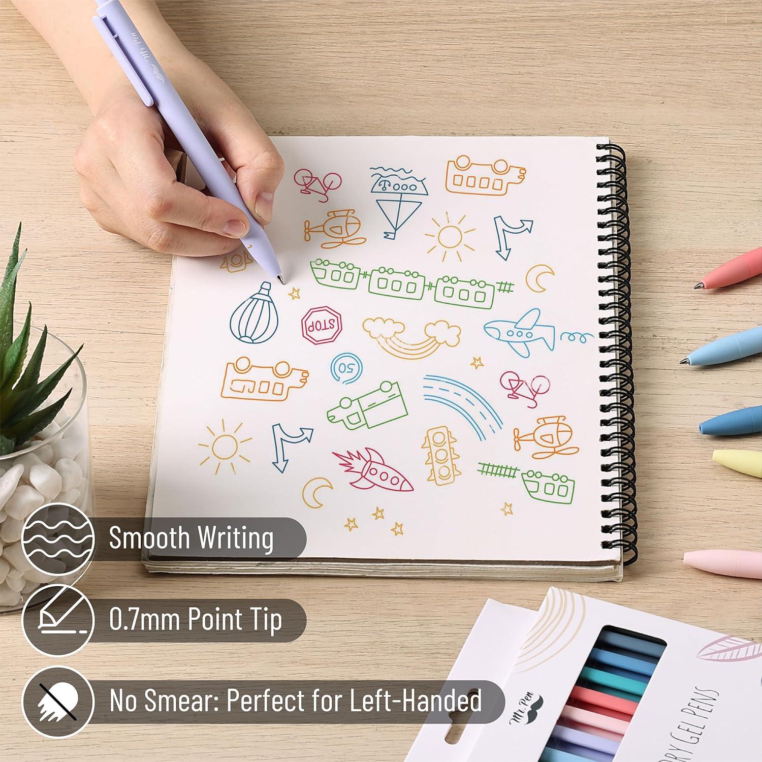 Bolígrafos de Gel Mr. Pen, Paquete de 12, Punta Fina 0.7mm