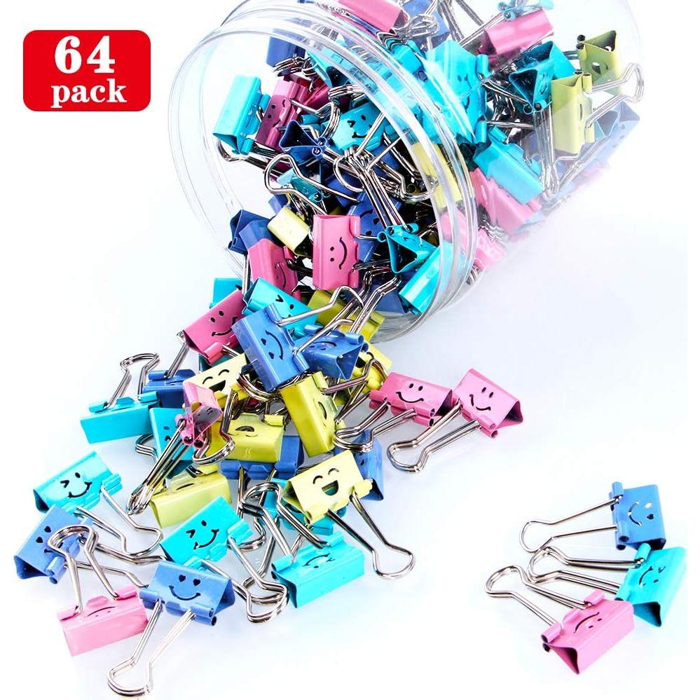 64 Clips de Binder Limque de Colores Variados para Oficina