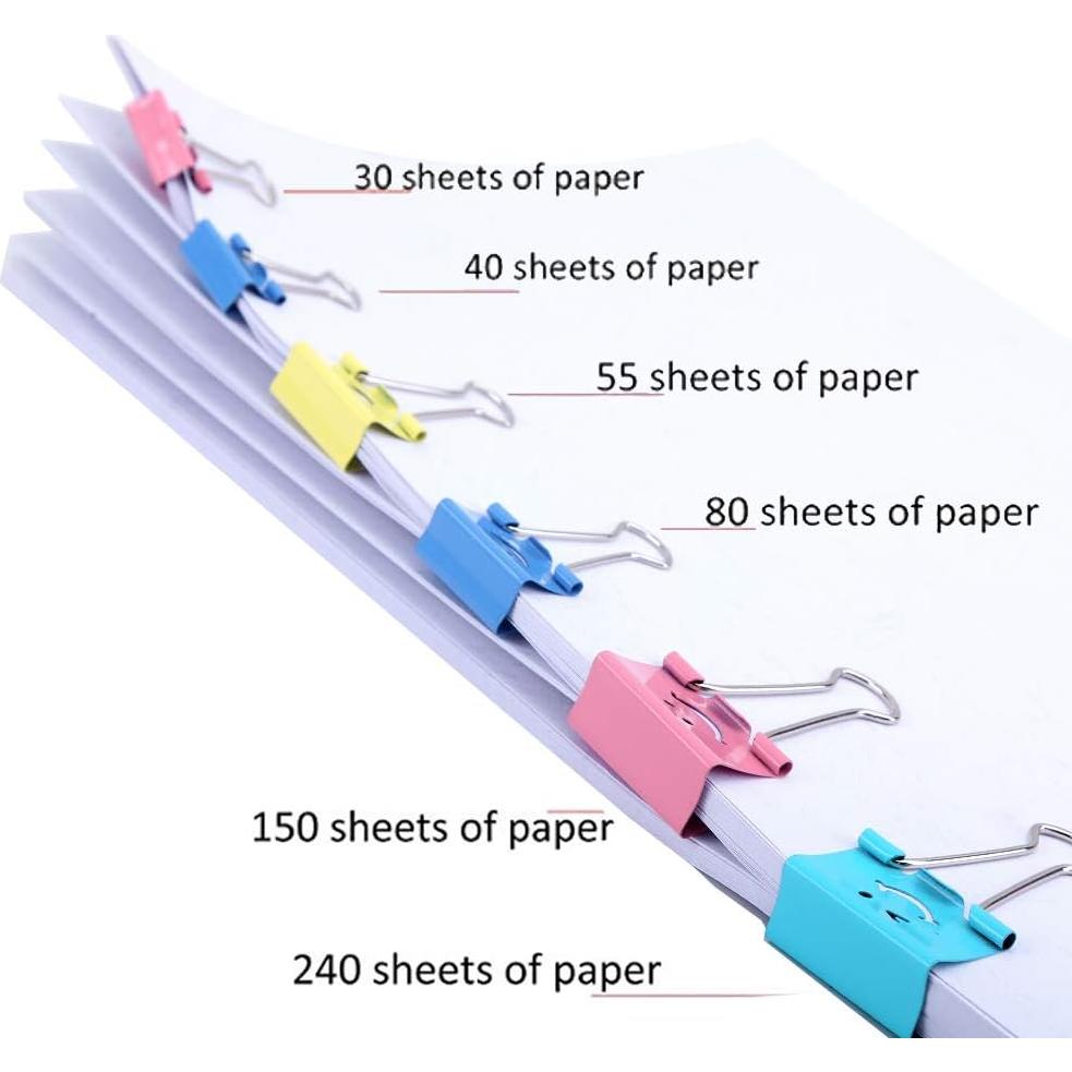 64 Clips de Binder Limque de Colores Variados para Oficina