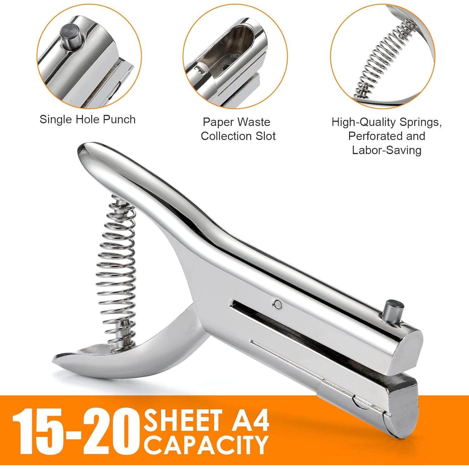 Perforadora de Papel Rikolto 1 Agujero 6mm Portátil Plata