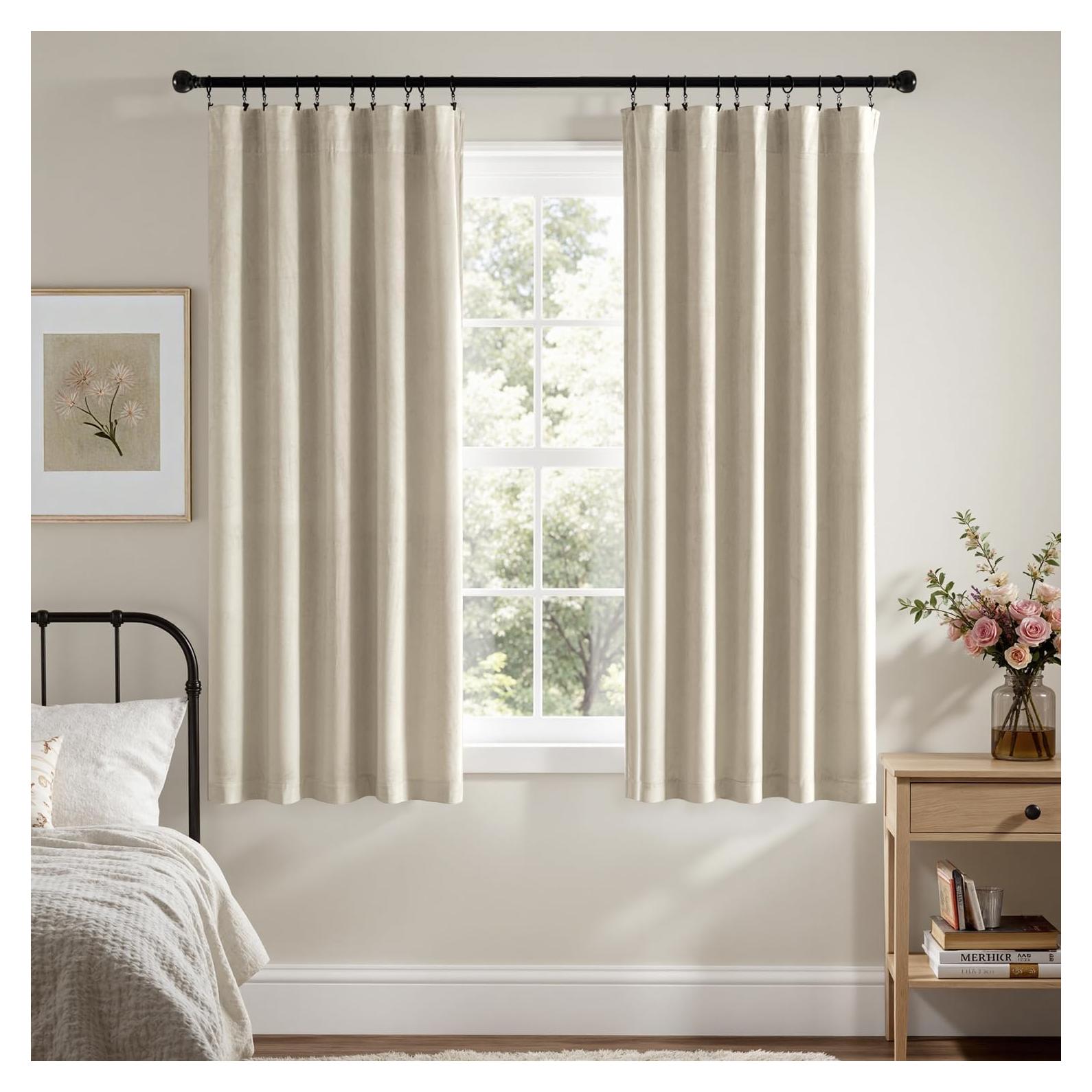 Cortinas de Terciopelo Beige MIULEE 102 x 160 cm, Juego de 2