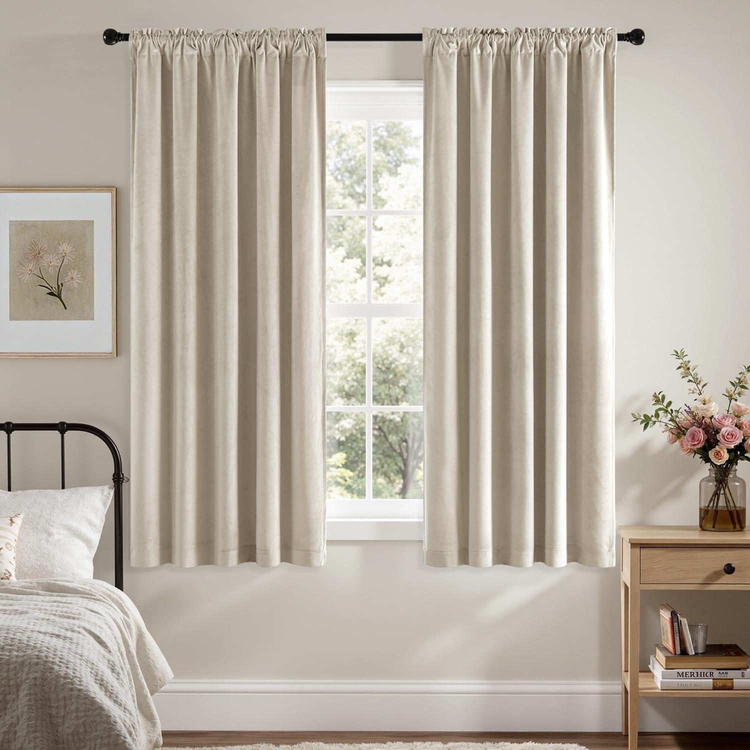 Cortinas de Terciopelo Beige MIULEE 102 x 160 cm, Juego de 2