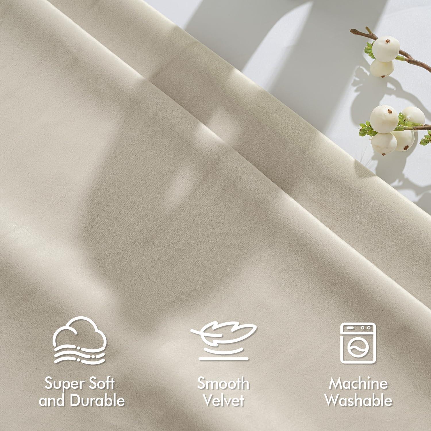 Cortinas de Terciopelo Beige MIULEE 102 x 160 cm, Juego de 2