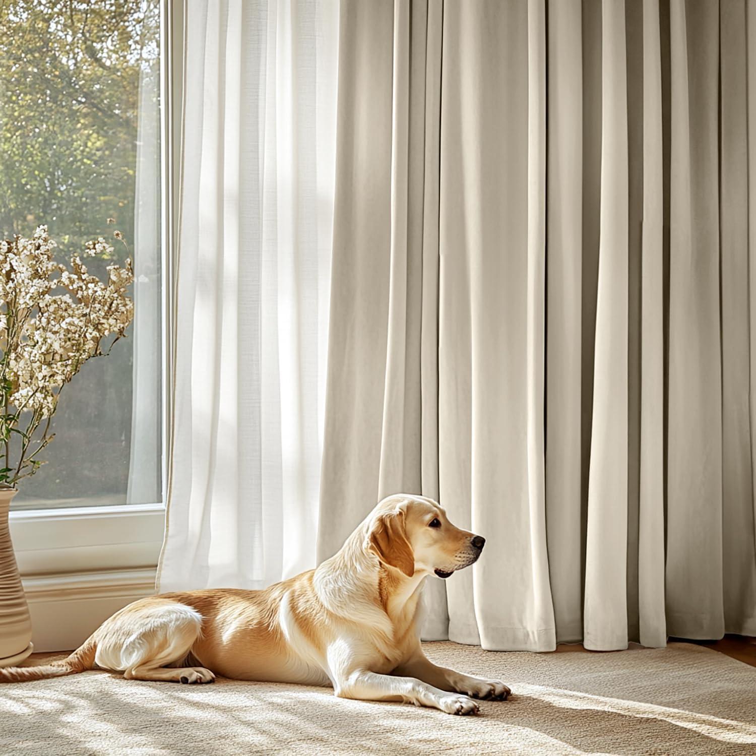 Cortinas de Terciopelo Beige MIULEE 102 x 160 cm, Juego de 2