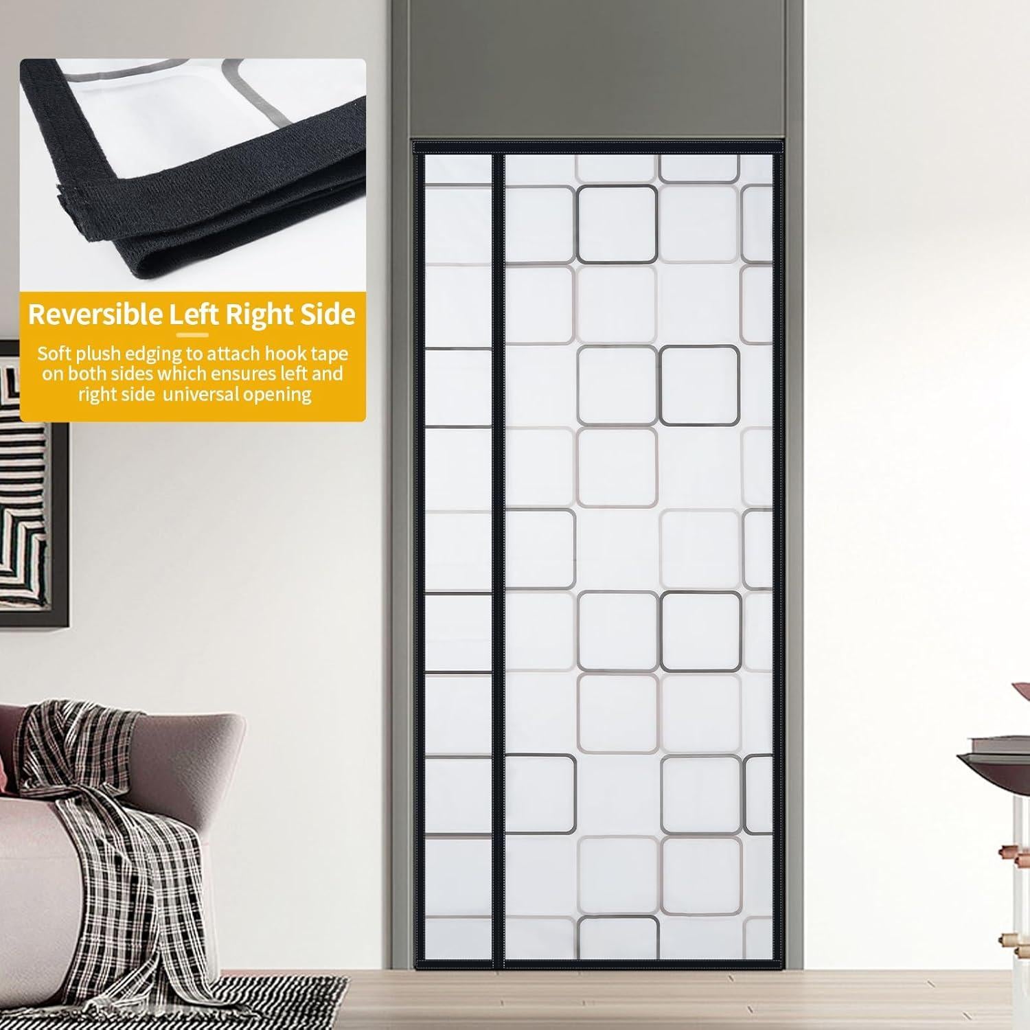 Cortina de Puerta Aislante Magnética Veanusiver 90x206 cm Gris