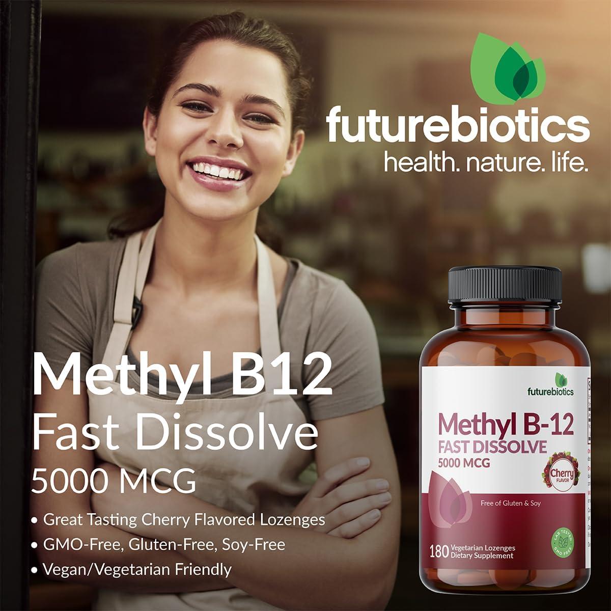 Futurebiotics Methyl B12 5000 MCG Vitamina B12 Sabor Cereza 60 Pastillas