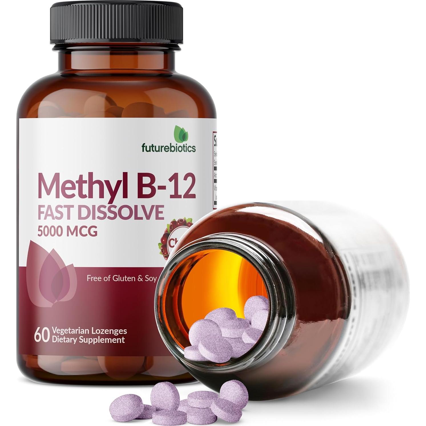 Futurebiotics Methyl B12 5000 MCG Vitamina B12 Sabor Cereza 60 Pastillas