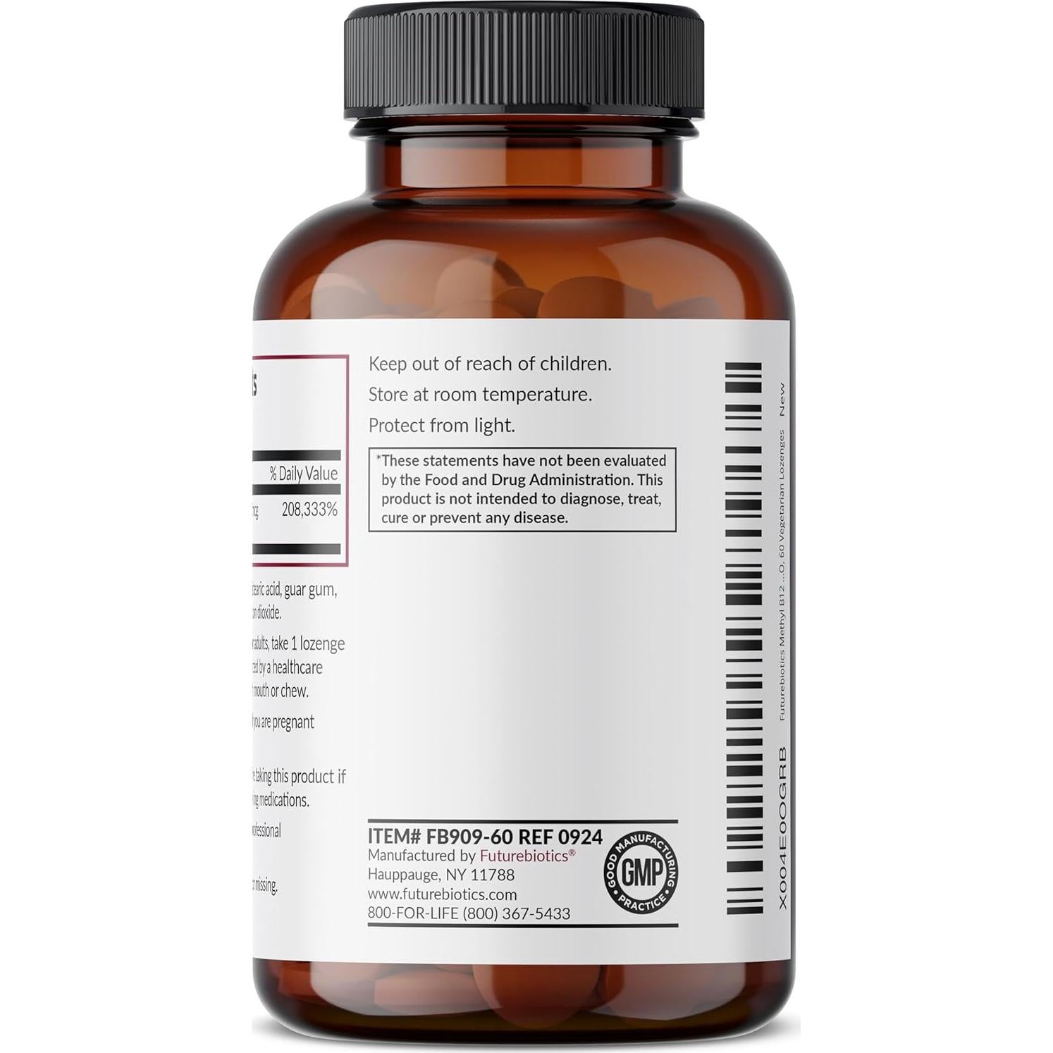 Futurebiotics Methyl B12 5000 MCG Vitamina B12 Sabor Cereza 60 Pastillas